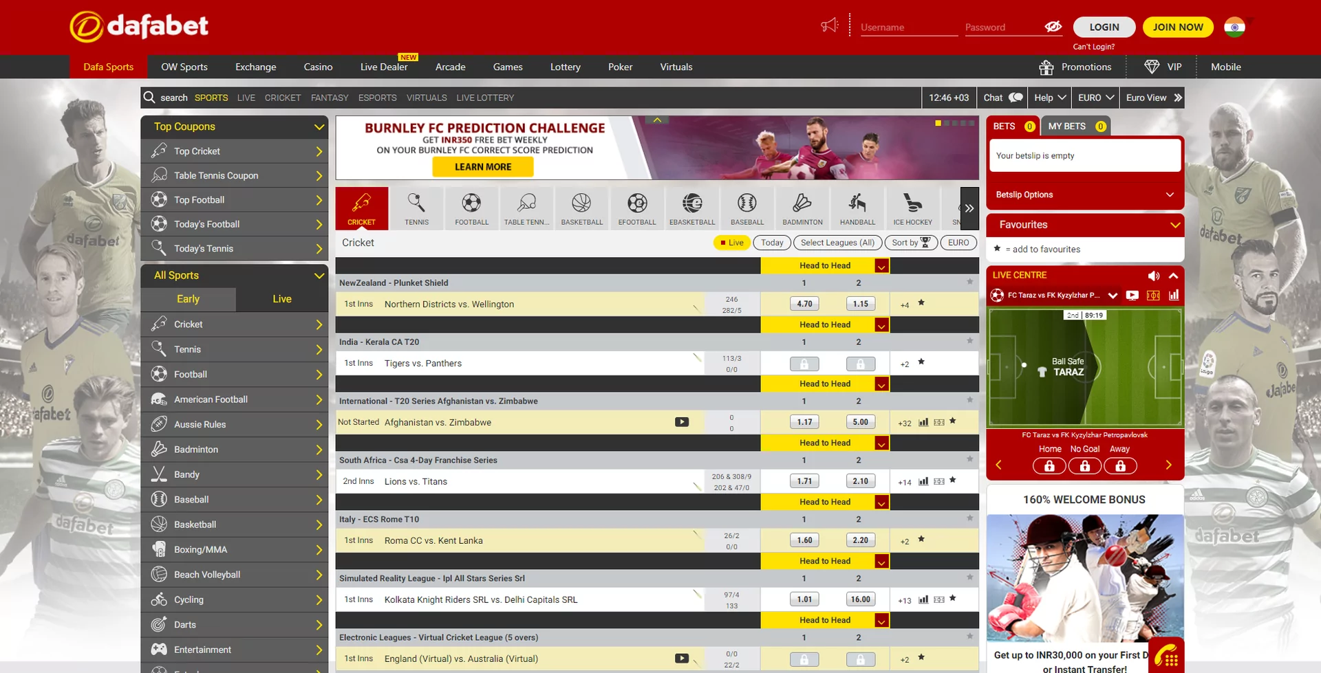 dafabet sports betting page
