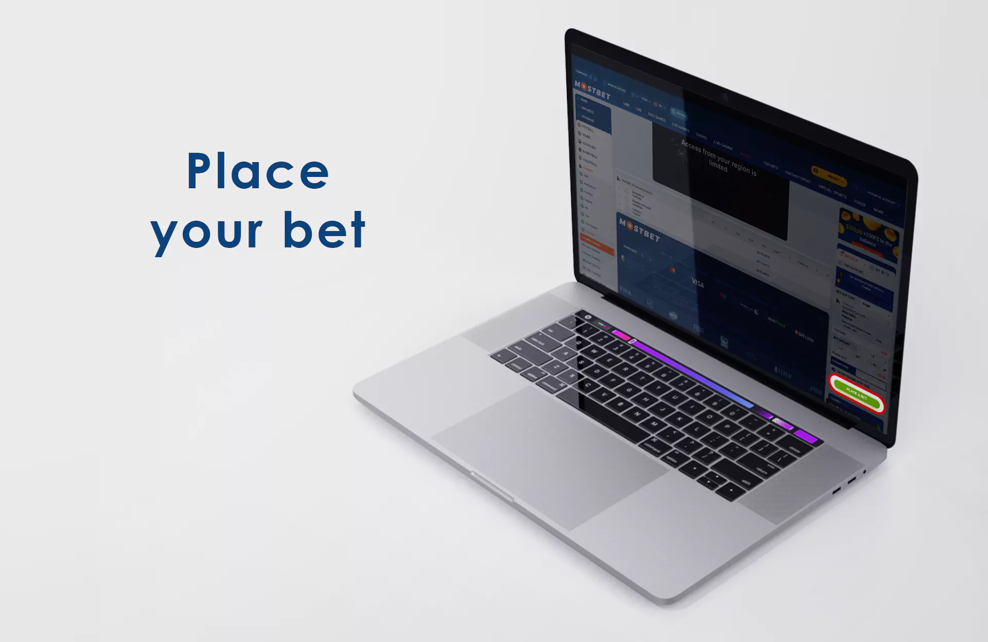 Press the 'Place a bet' button to complete.
