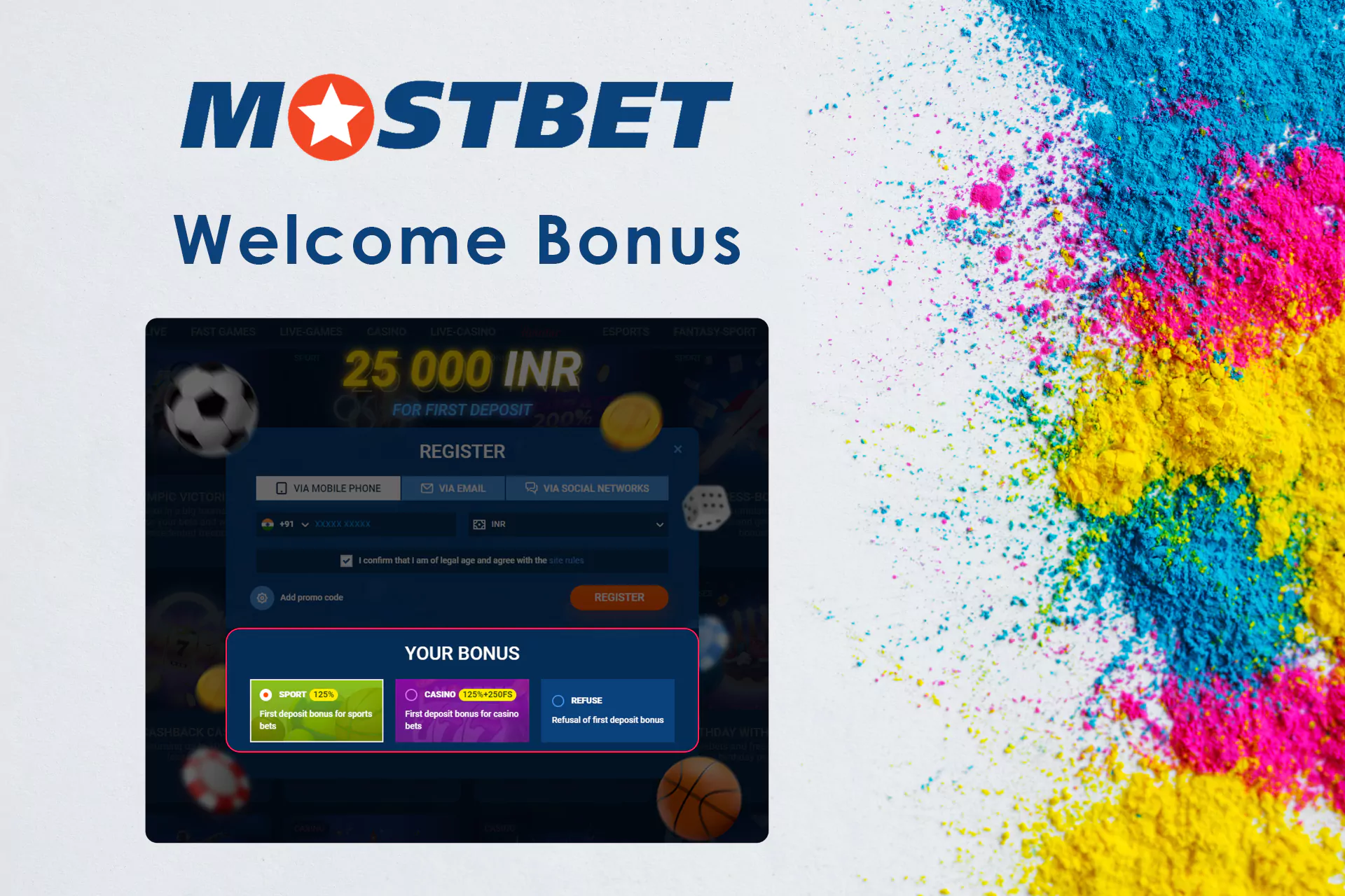 After completing the registration and making your first deposit you can claim a bonus for new users.