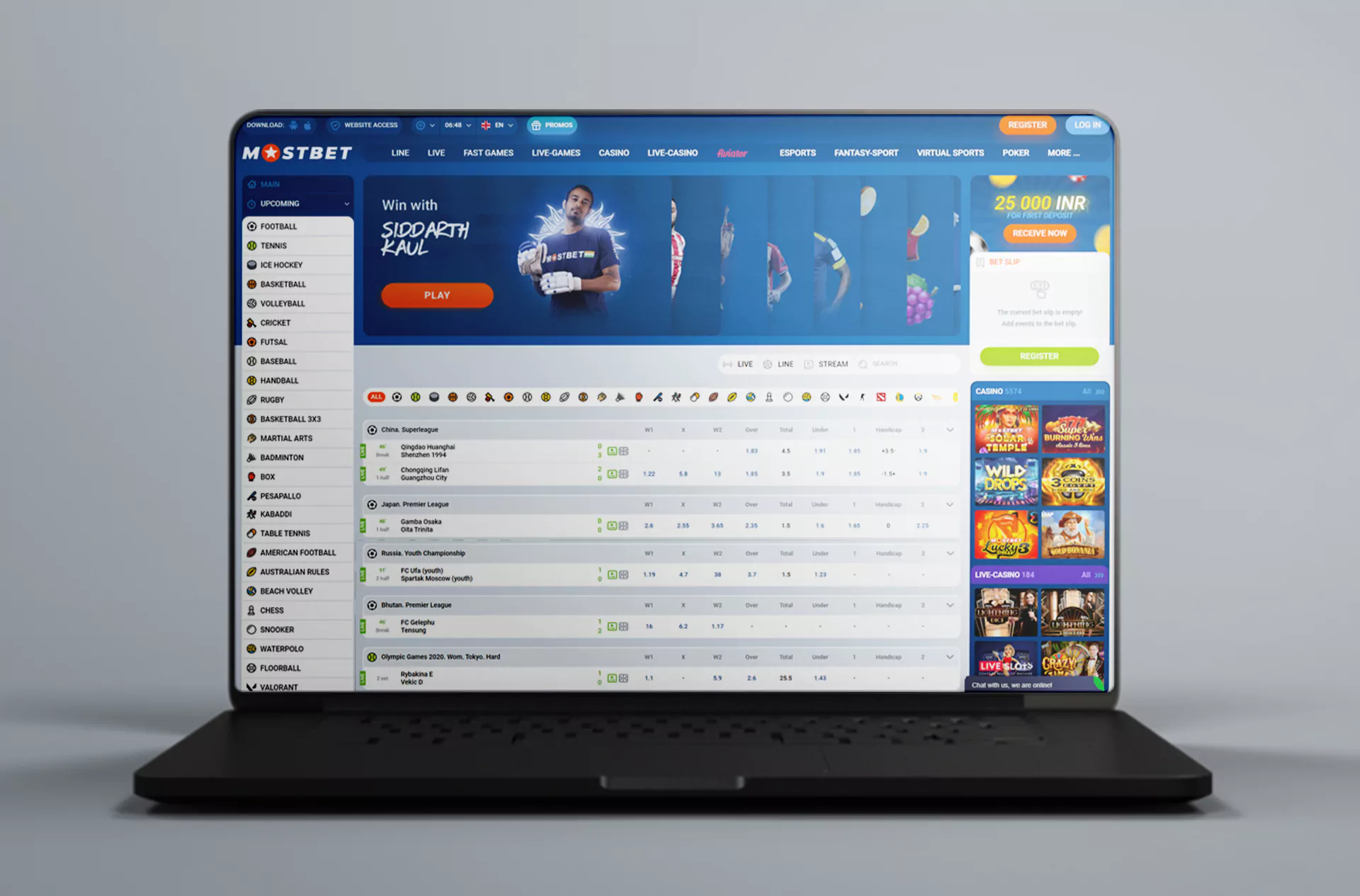 Go to the official website of Mostbet.