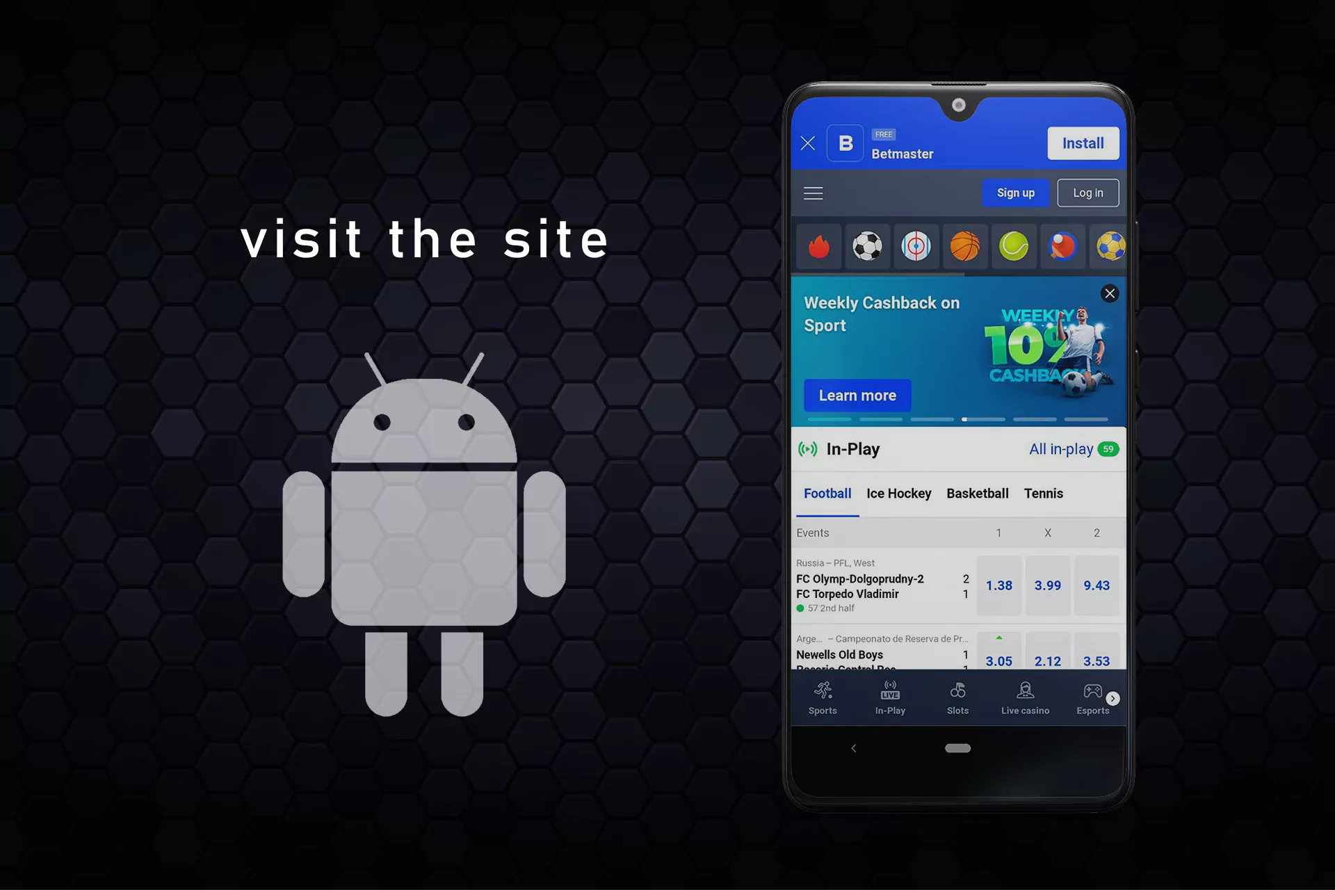 Open the mobile browser and go to the site of Betmaster.