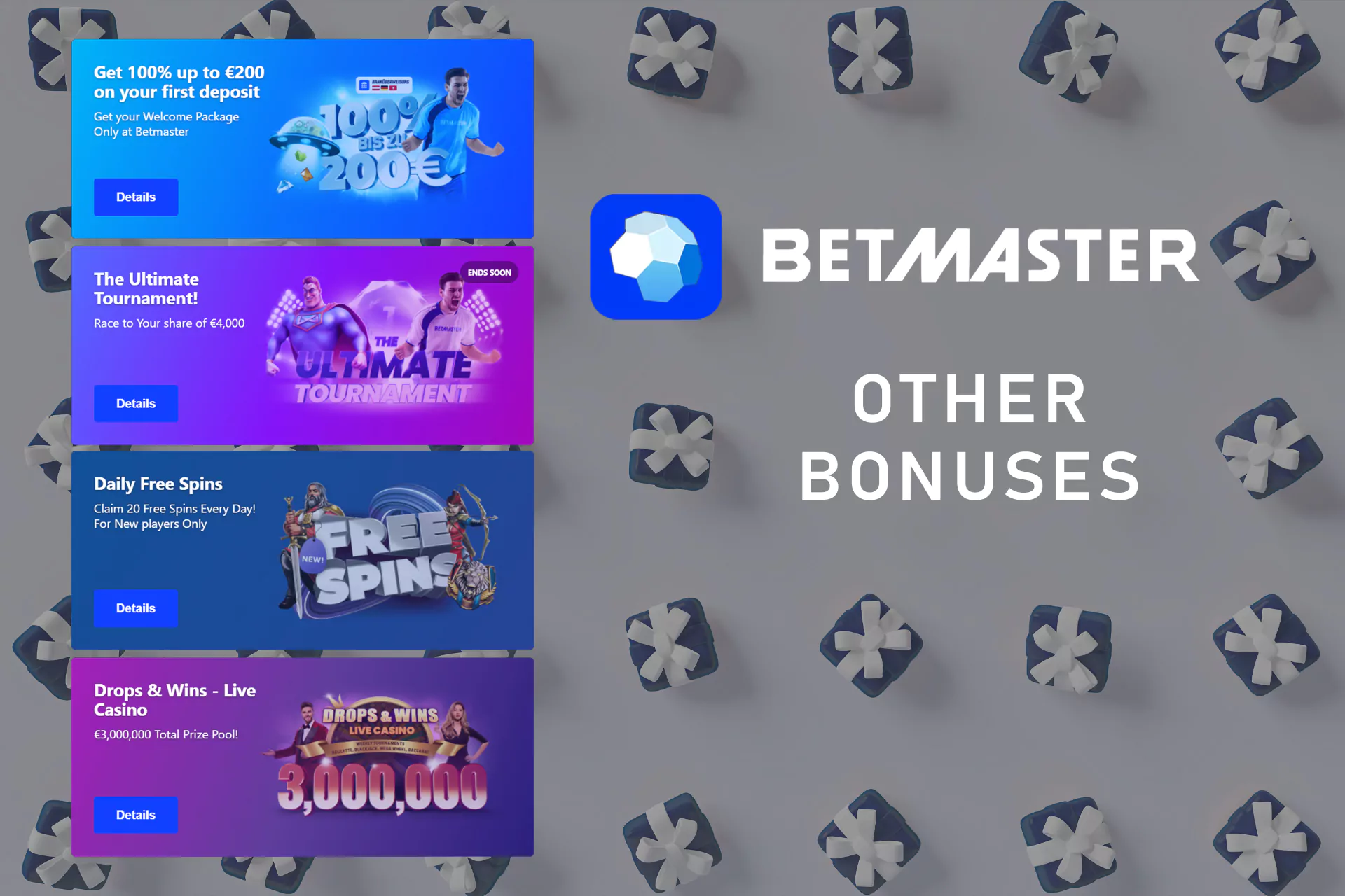 In the section of Promotions on the official site, you can see the list of other bonus programs.