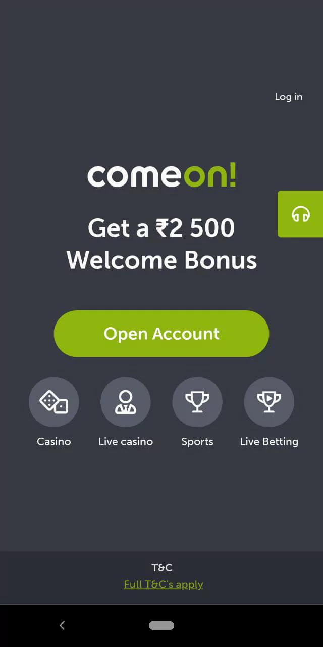 Notification of a special Wellcome Bonus offer in the Comeon app.