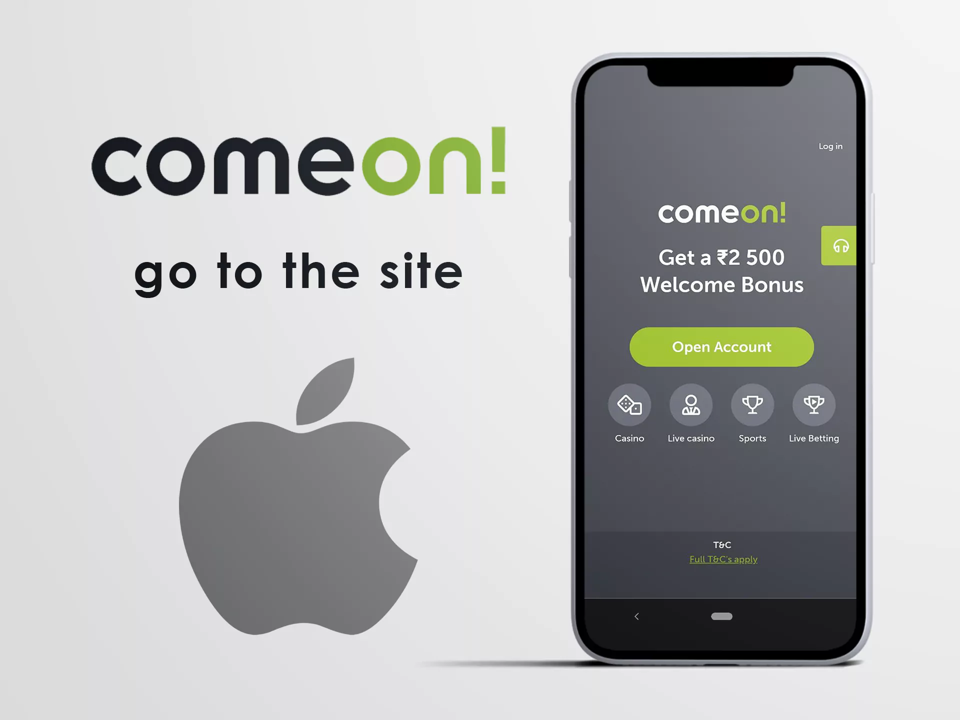 Visit the official site of Comeon in a mobile browser.