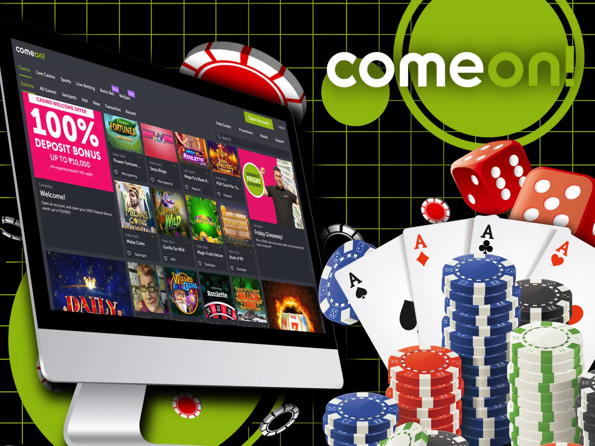 If you are also a casino fan, there is a special section with slots and games.