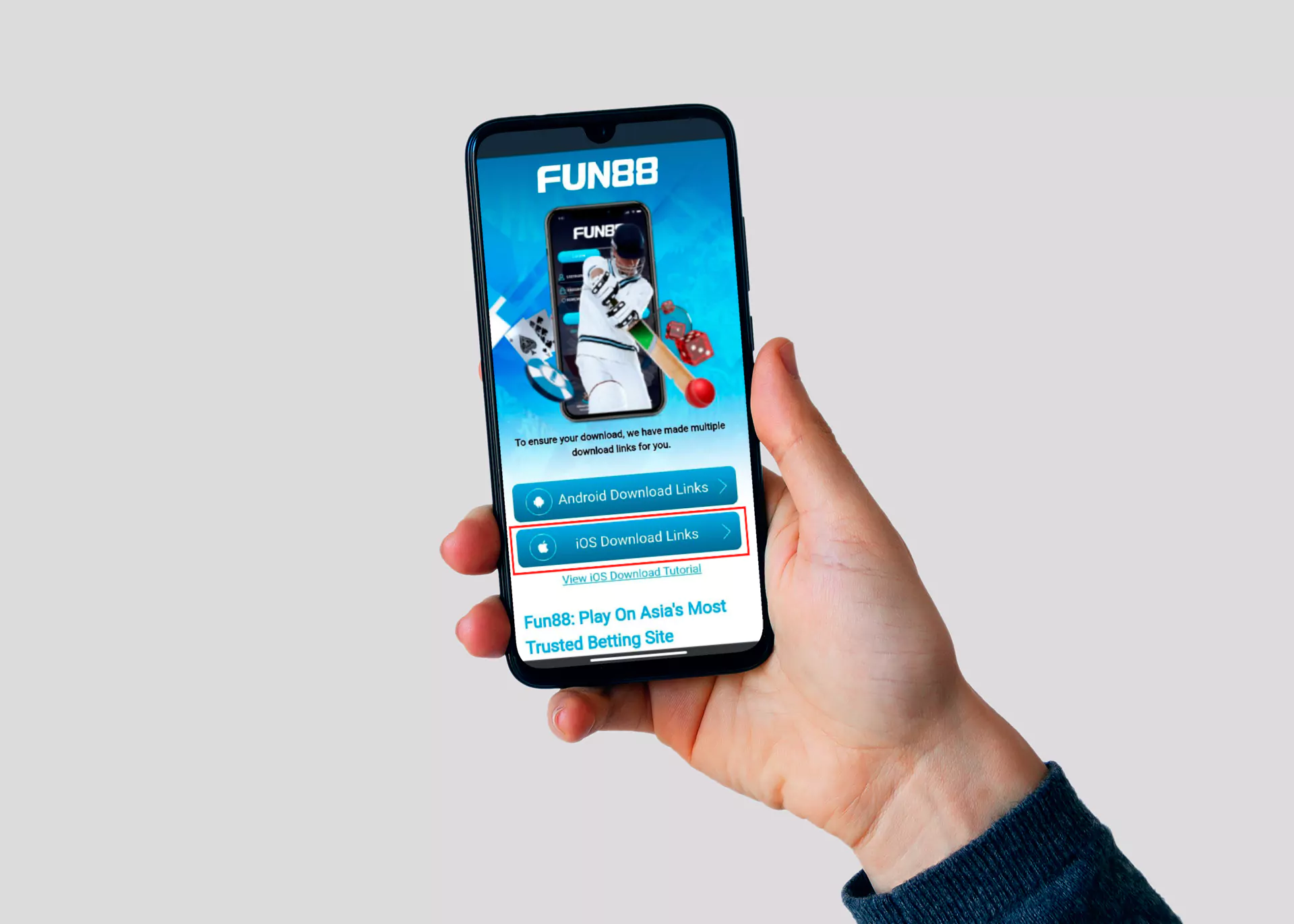 Go via the specific link and download the iOS version of the Fun88 application.