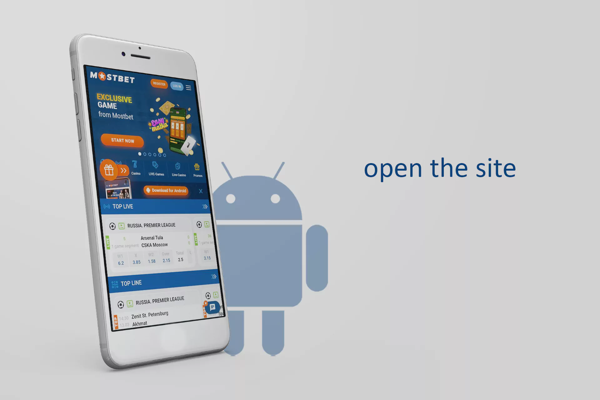 Open the Mostbet site in a browser on your phone.