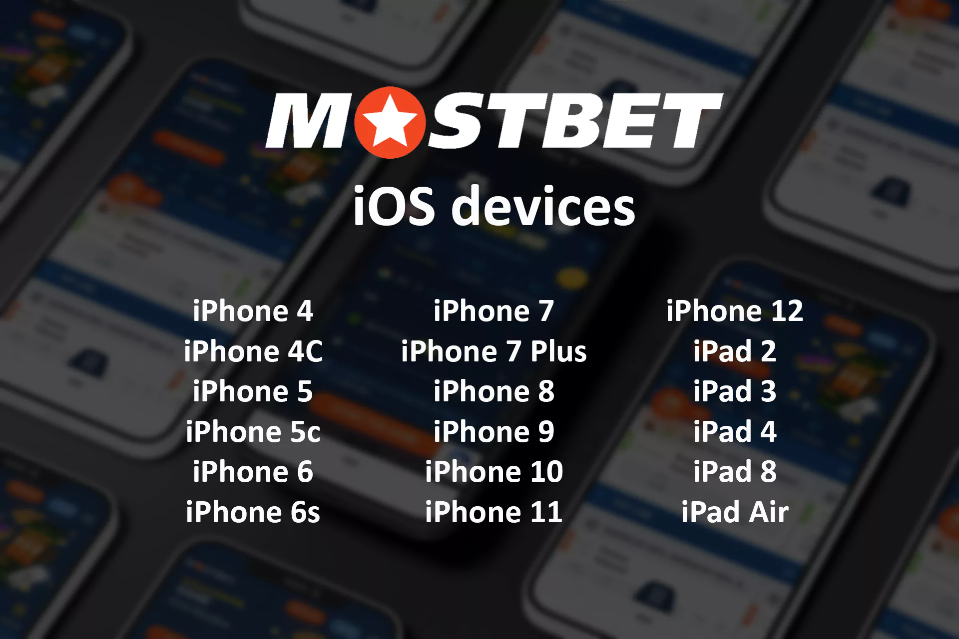 The Mostbet app is supported by all iOS devices.