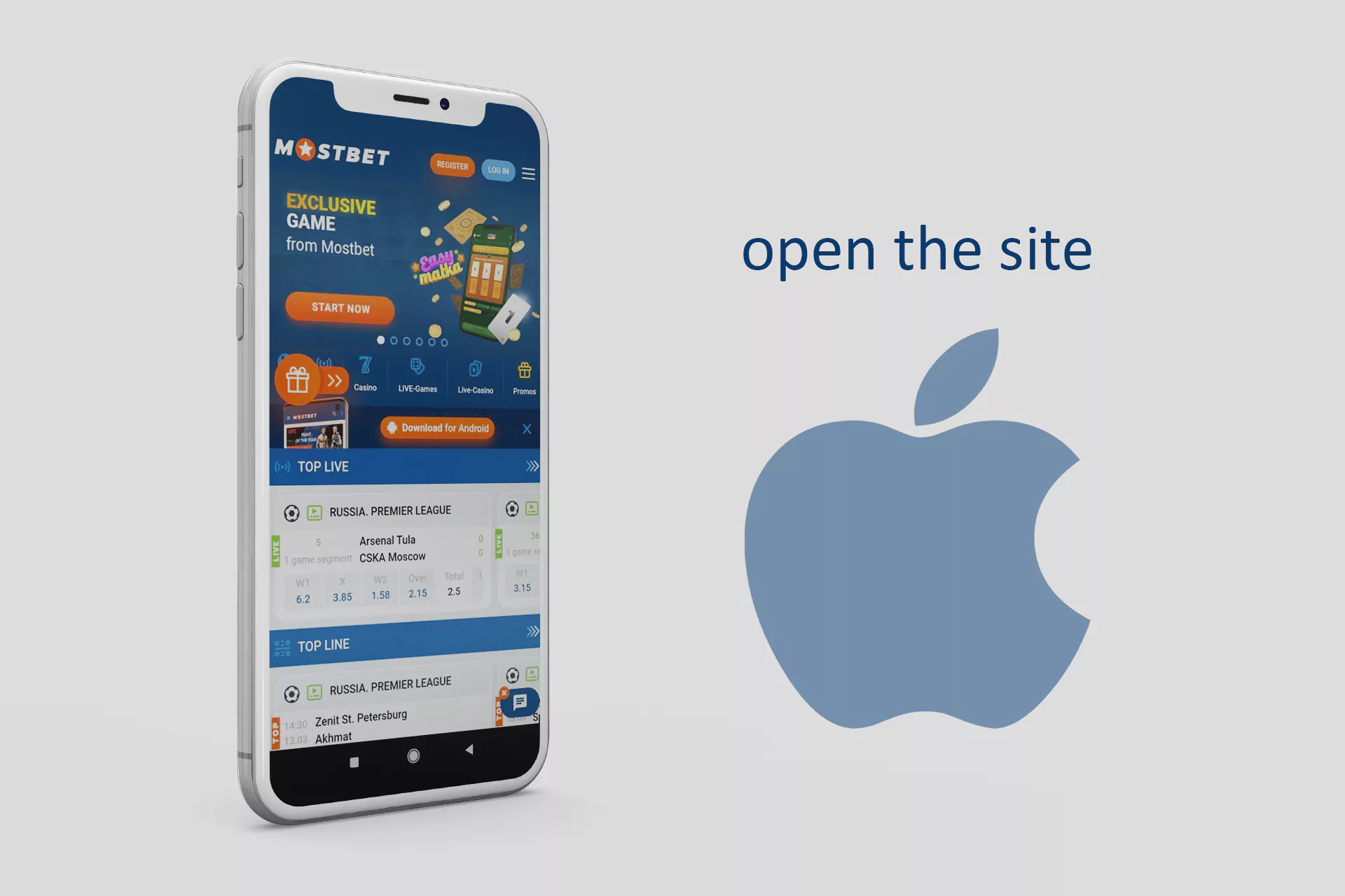 Open the official site of Mostbet in the mobile browser on your iPhone.