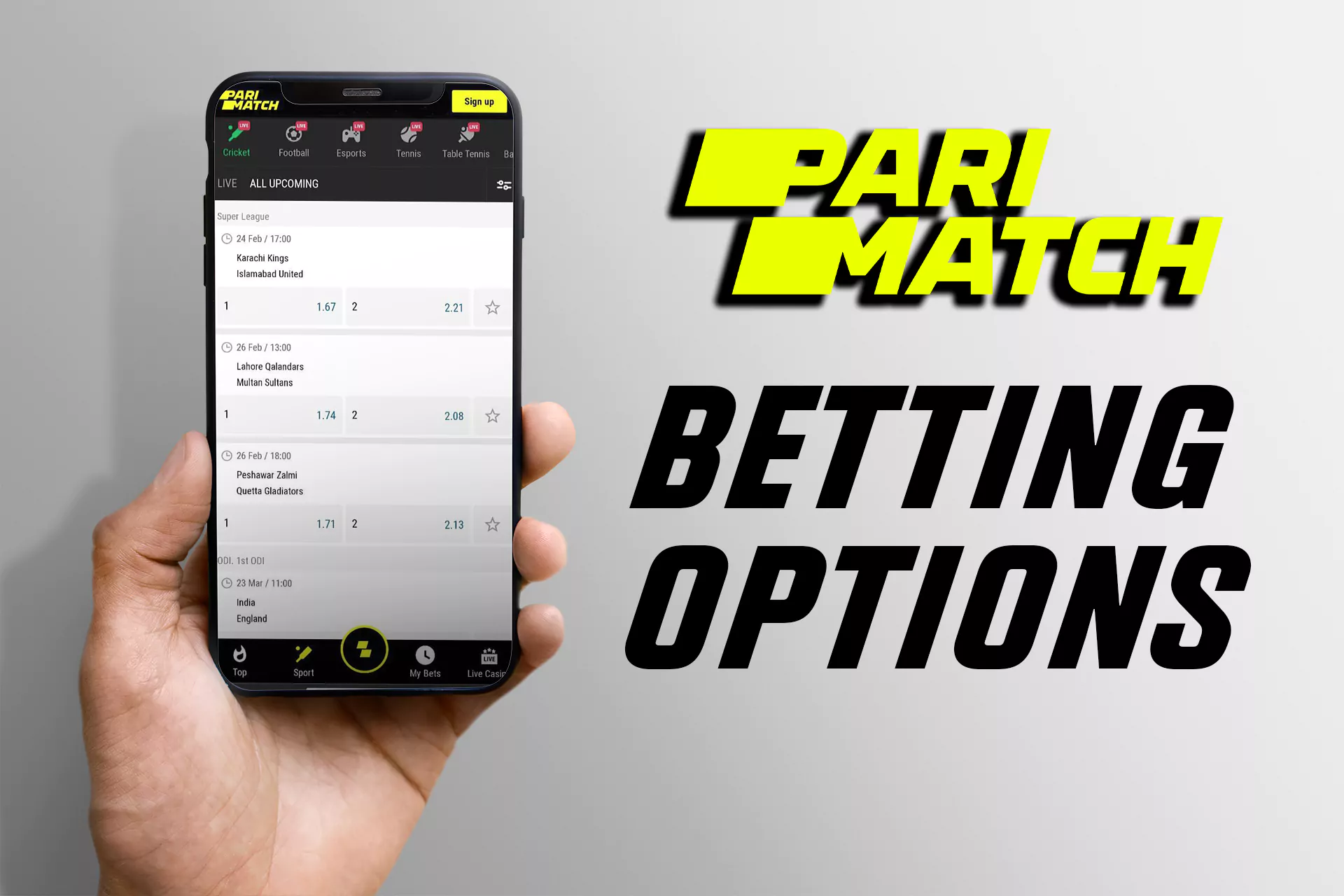 In the parimatch app you can bet on various sports. Take a look at our list.