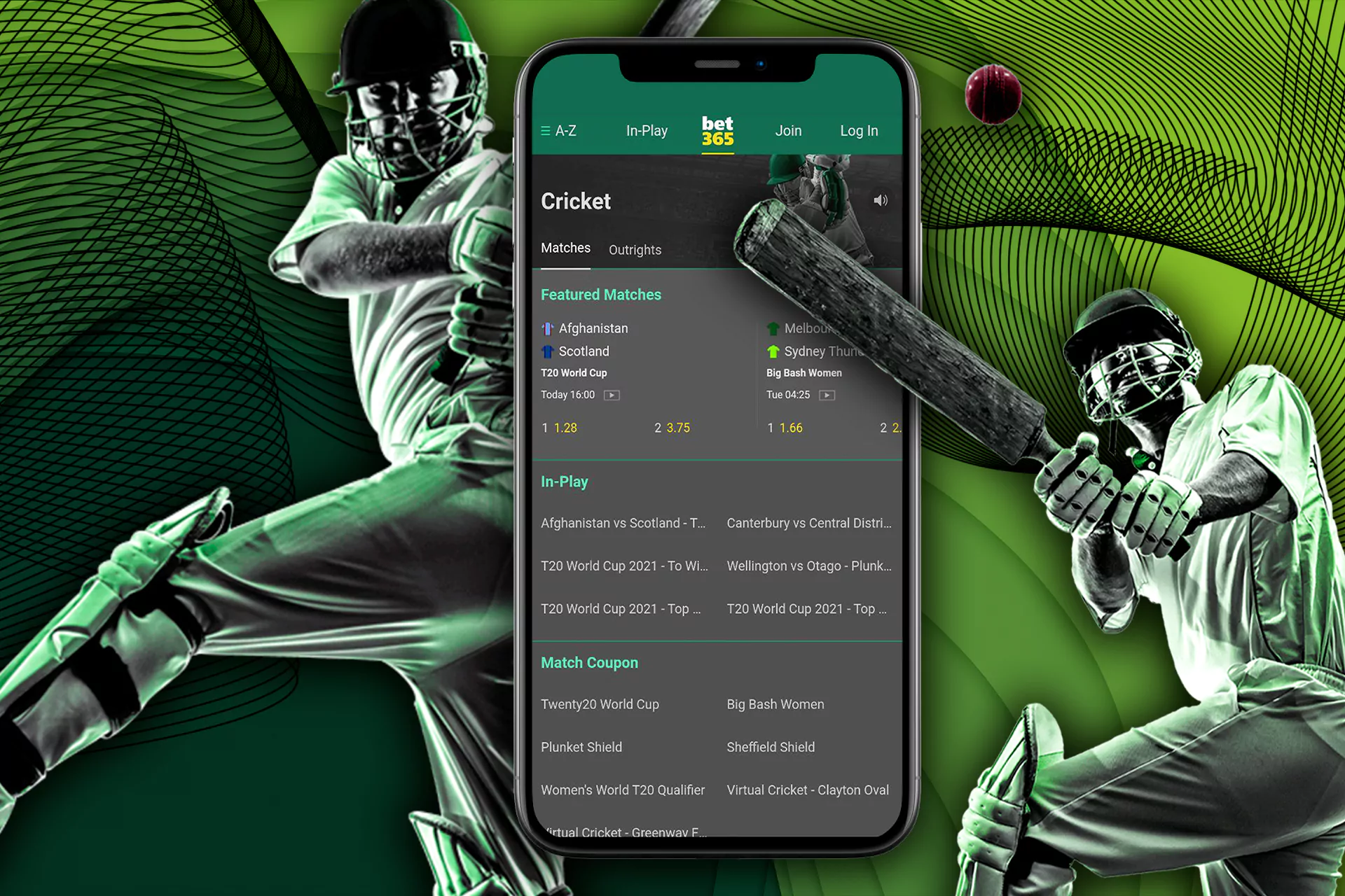 A step-by-step guide on how to bet on cricket through the Bet365 app.