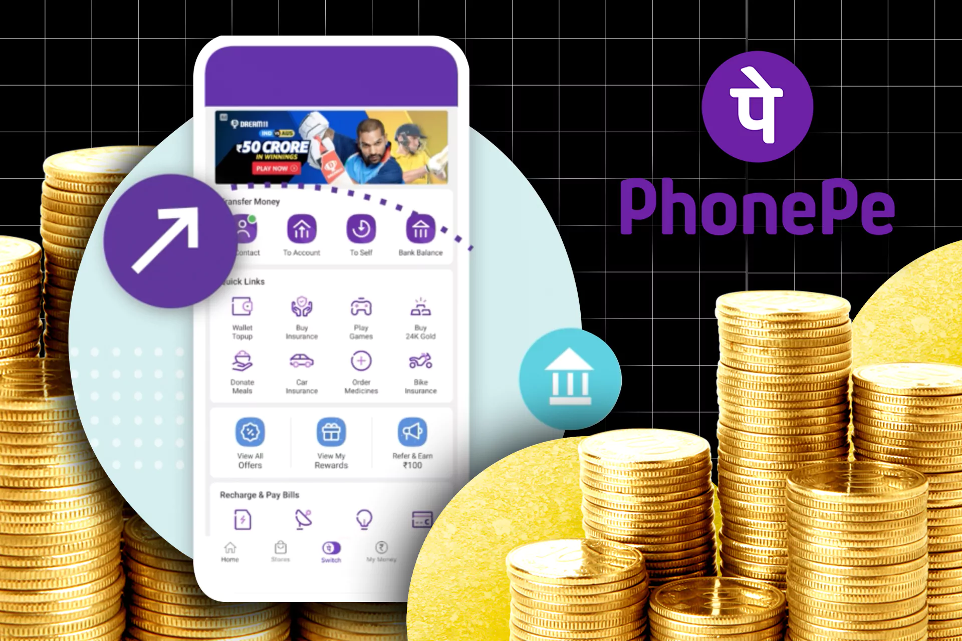 Online betting distributors often offer PhonePe as they have no commission, simple and fast transactions, and support local currency - Indian rupees.