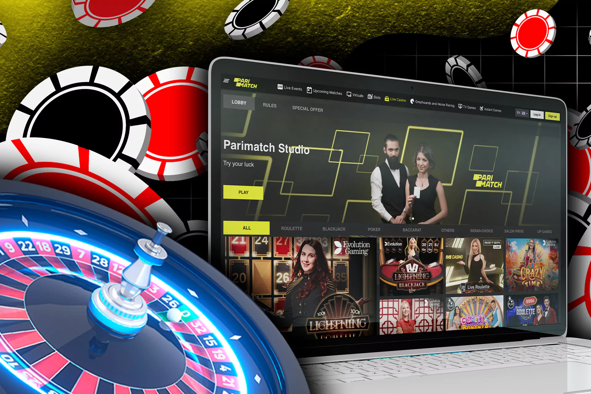 All the traditional and popular casino games are available at Parimatch.