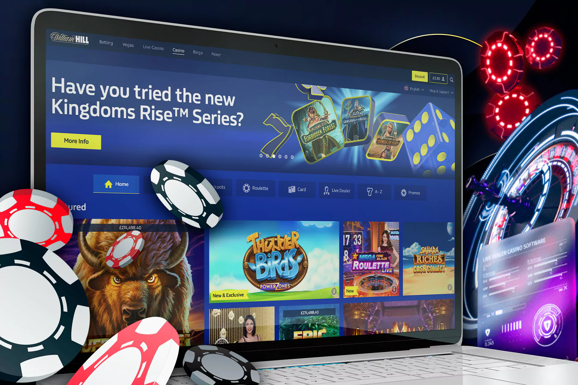 Play your favorite caisno games at William Hill.