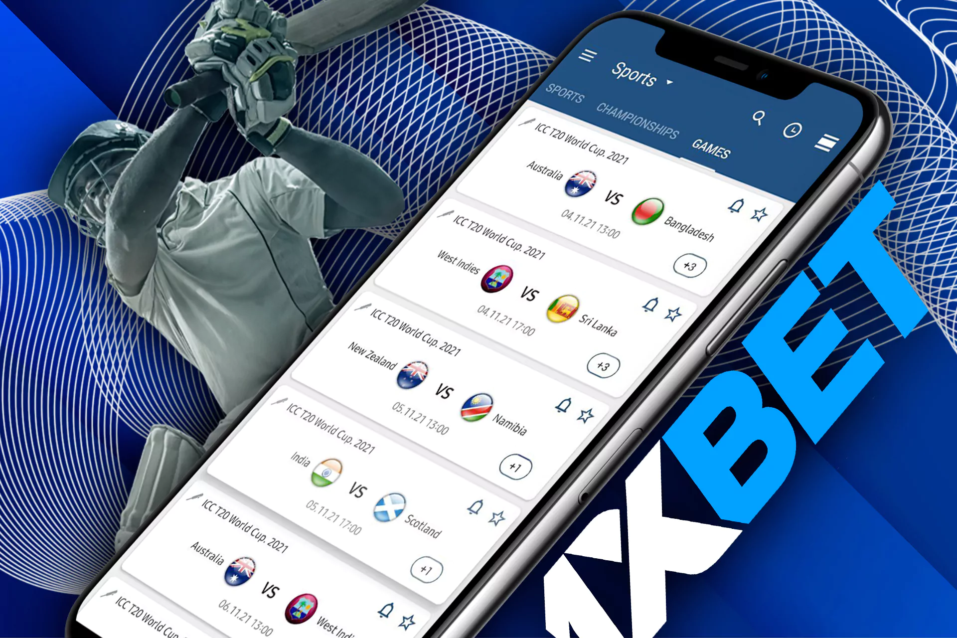 You can easliy bet on cricket via the 1xbet app.