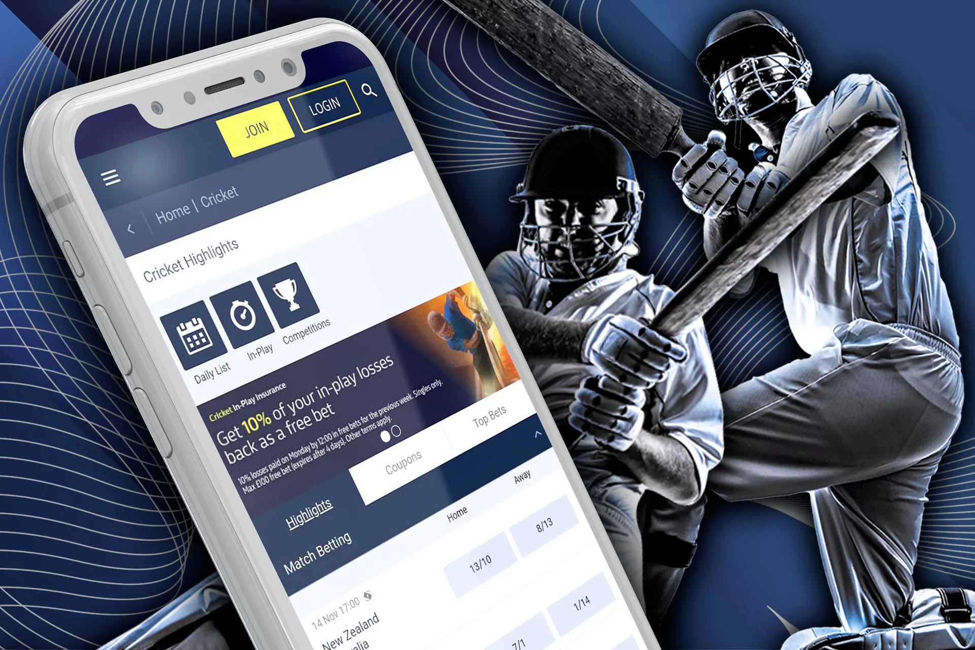 You can easily bet on cricket via the William Hill app.