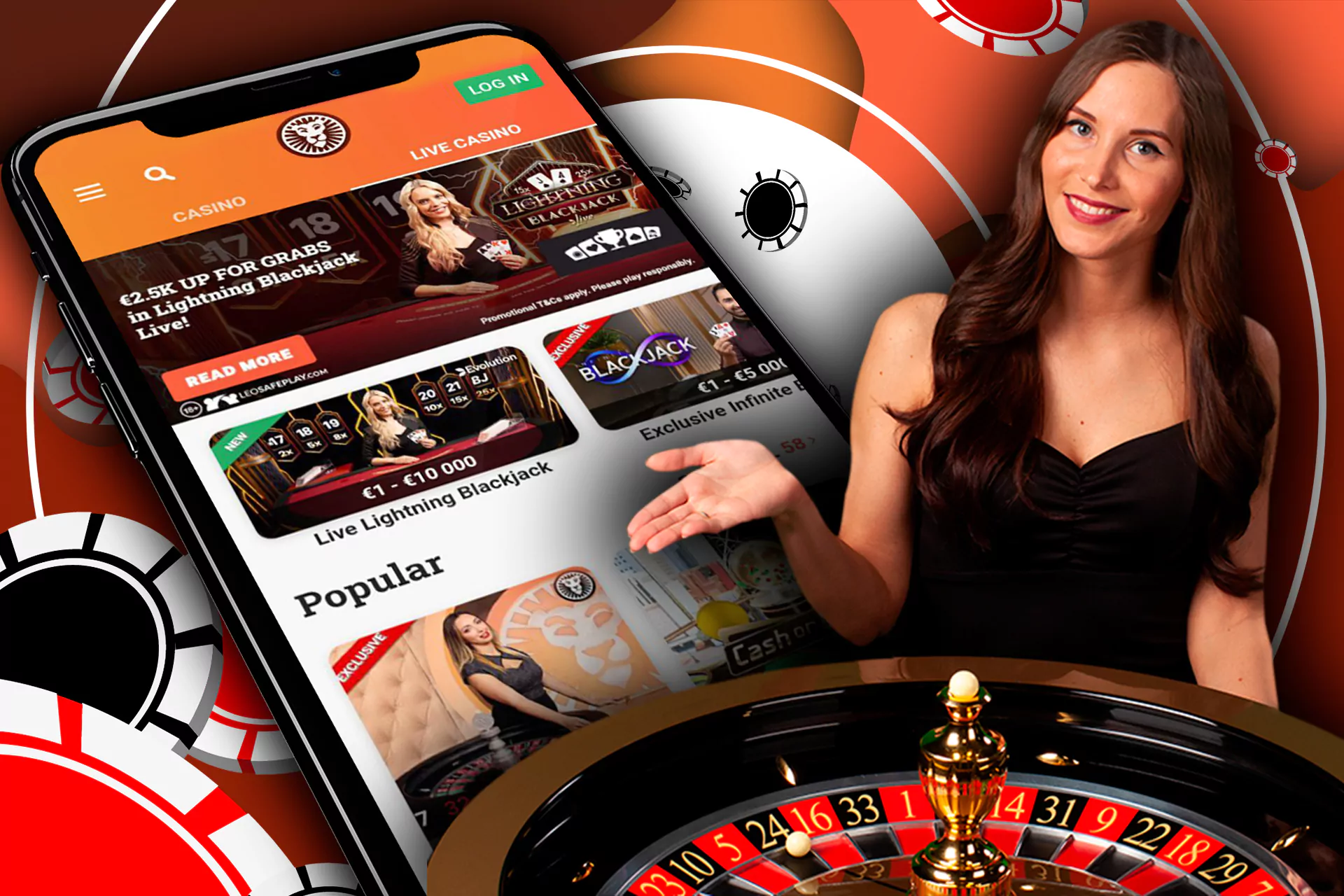Try to play casino games with real dealers.