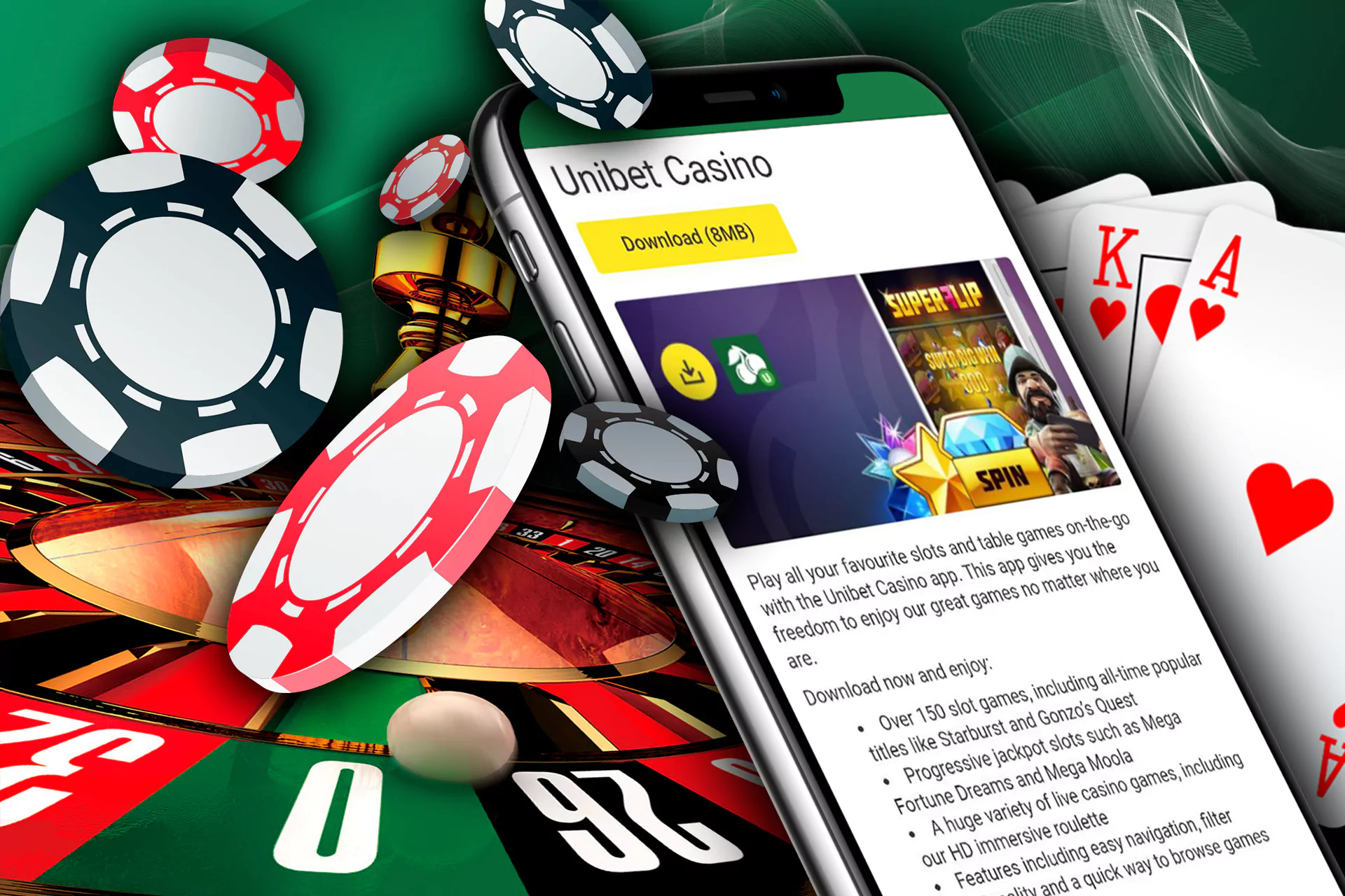 Play your favorite casino games in the Unibet app.