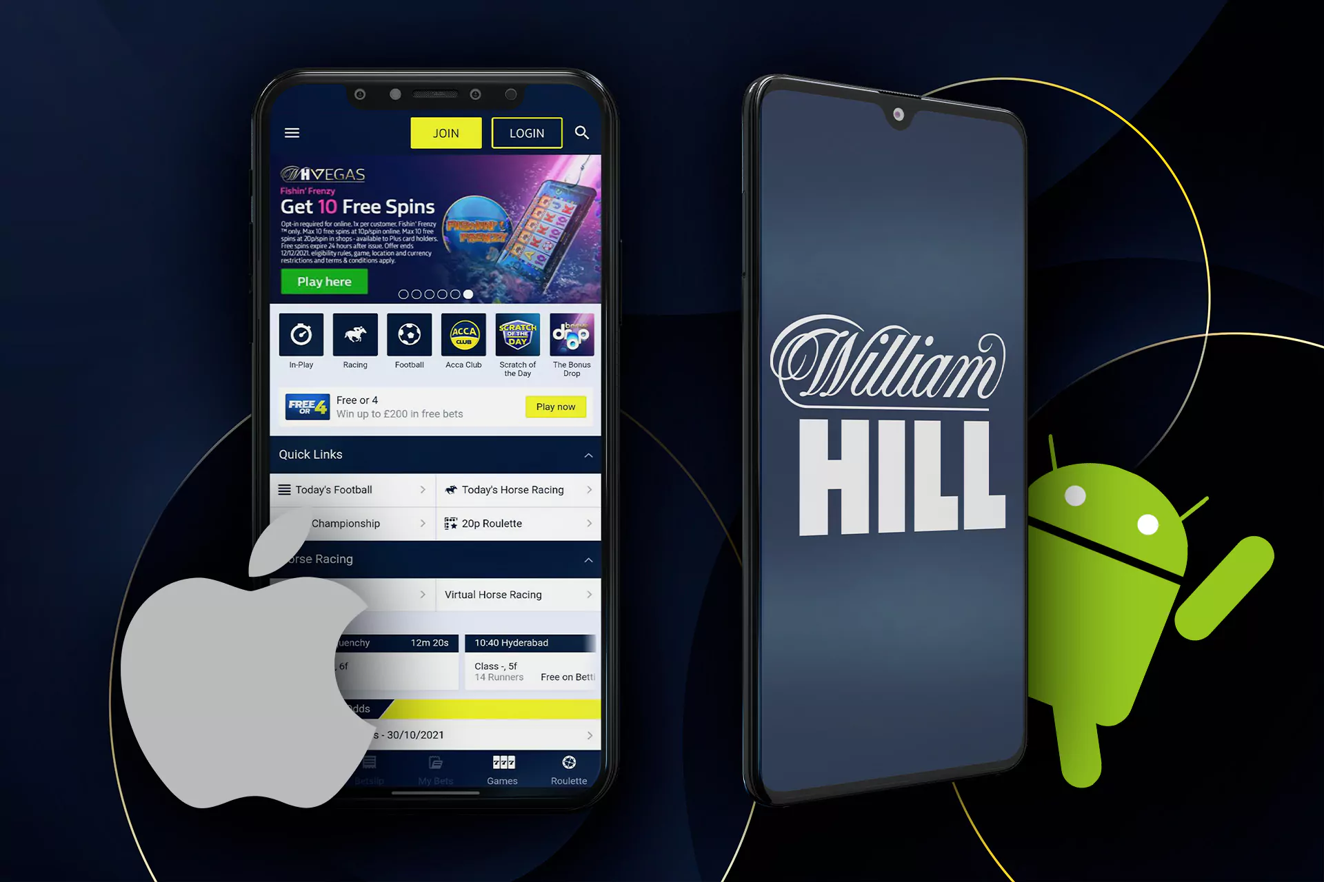 Download the William Hill app and place bets whenever you want.