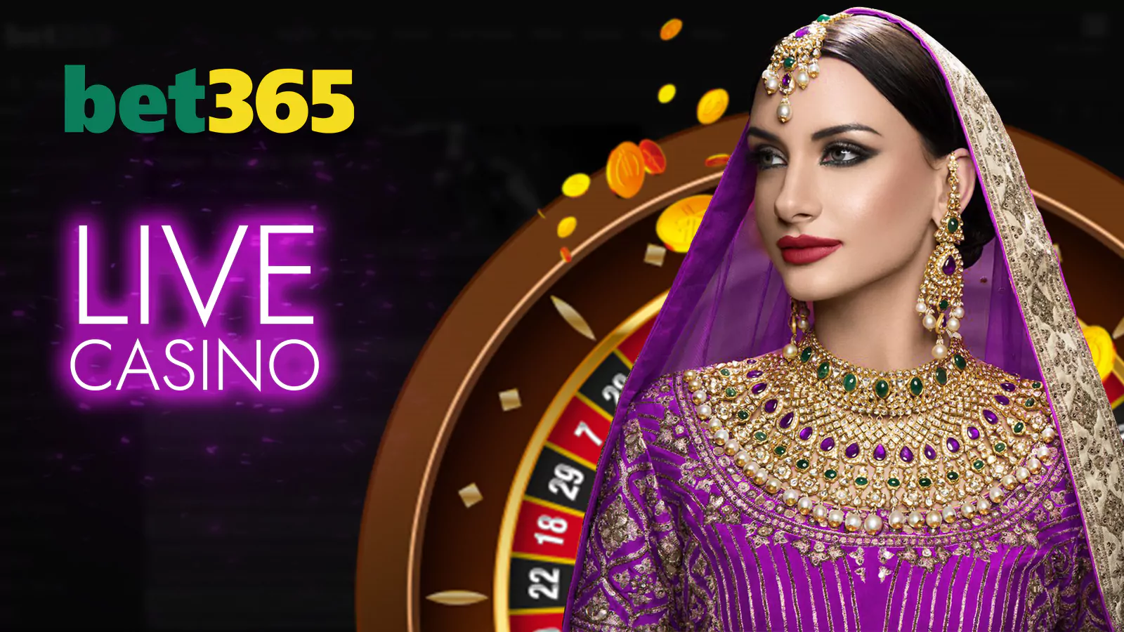 Experience the live casino games in the Bet365 casino section.
