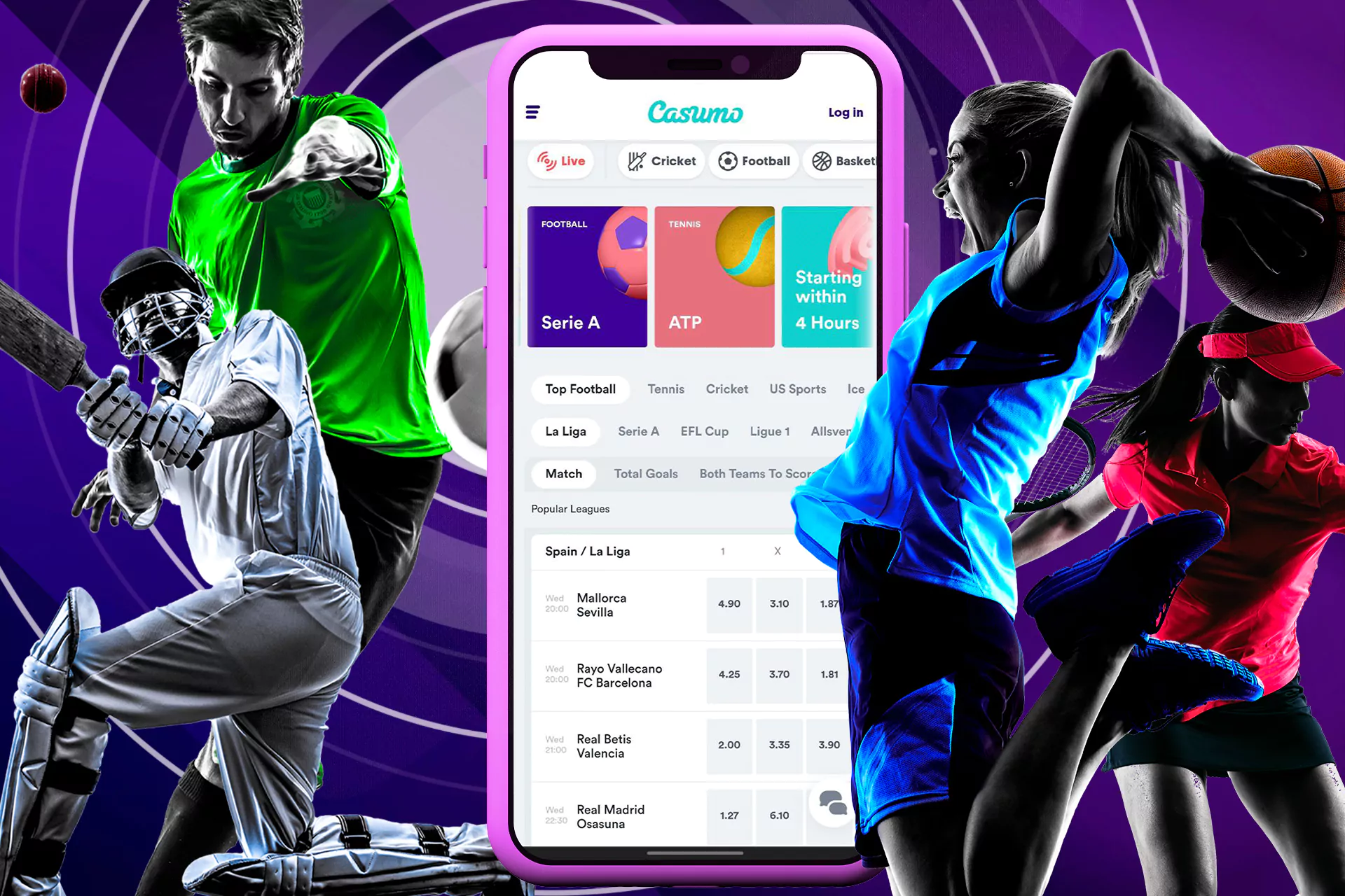 In the sports betting section, you find all the popular disciplines and their nearest matches.