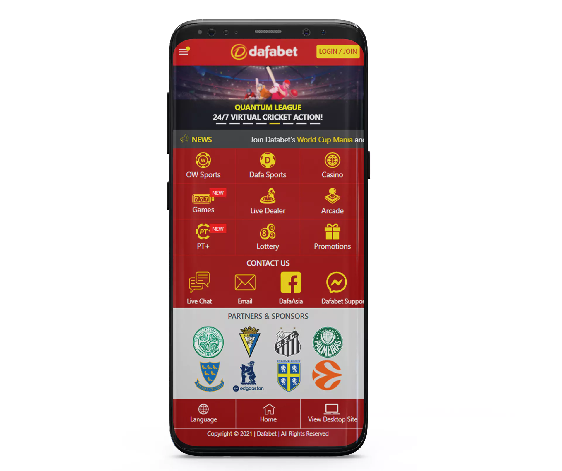 Open the Dafabet website on your mobile.