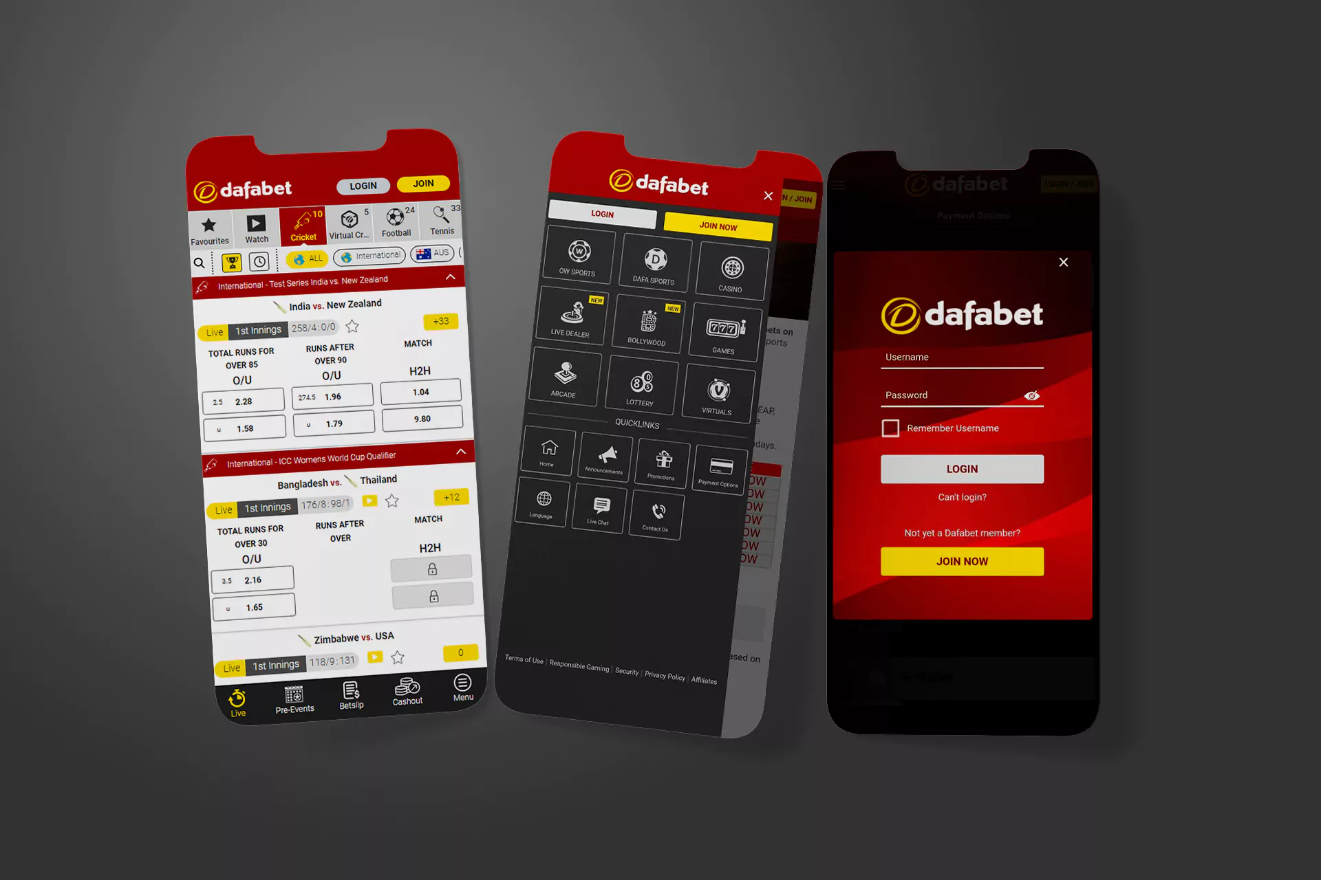 Install the Dafabet app for Android or iOS to be capable to place bets from anywhere.