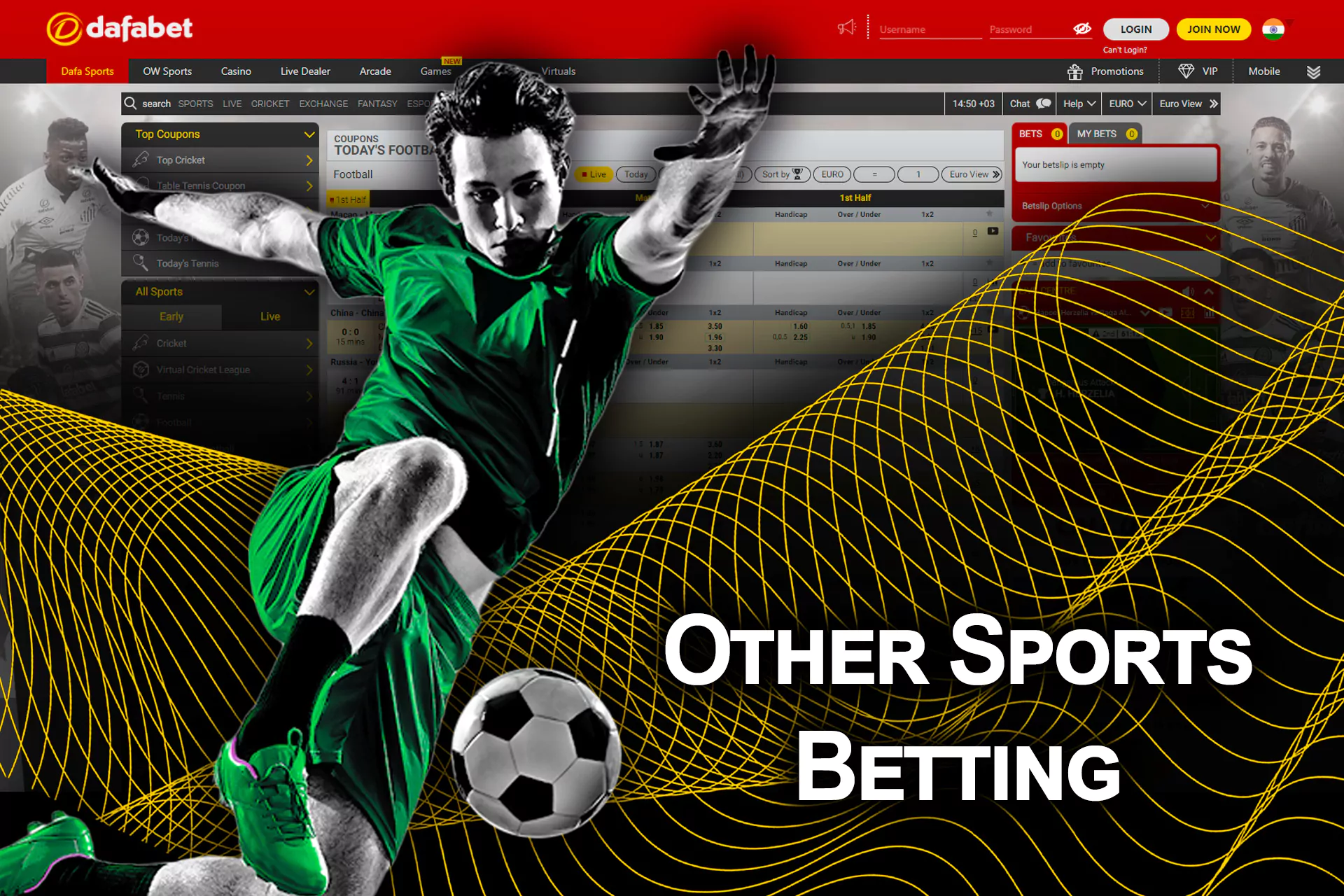 If you are also a fan of other kinds of sports, look at the available matches in the sportsbook.