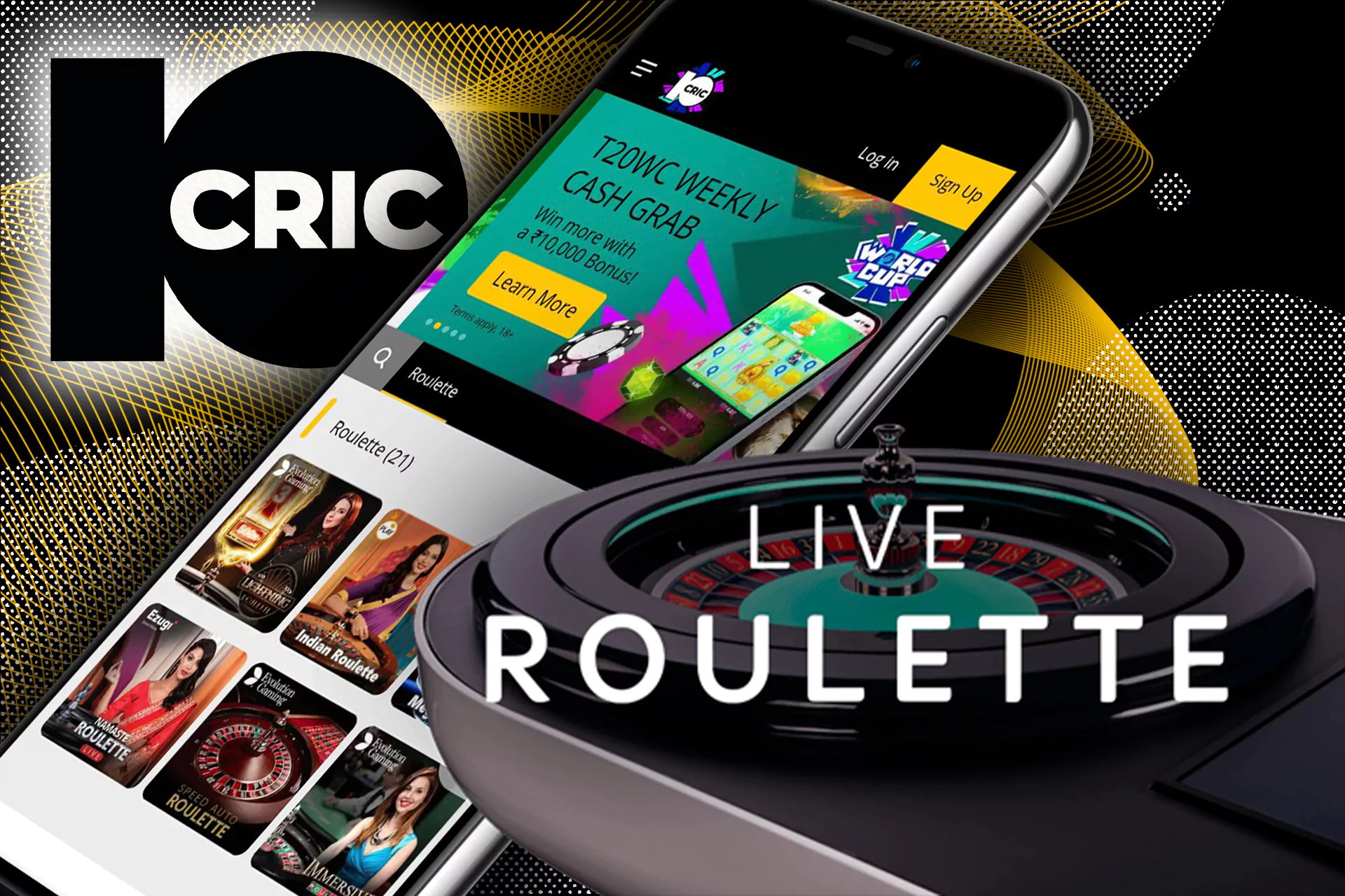 In the 10cric app, you can play with a live dealer at the roulette table.