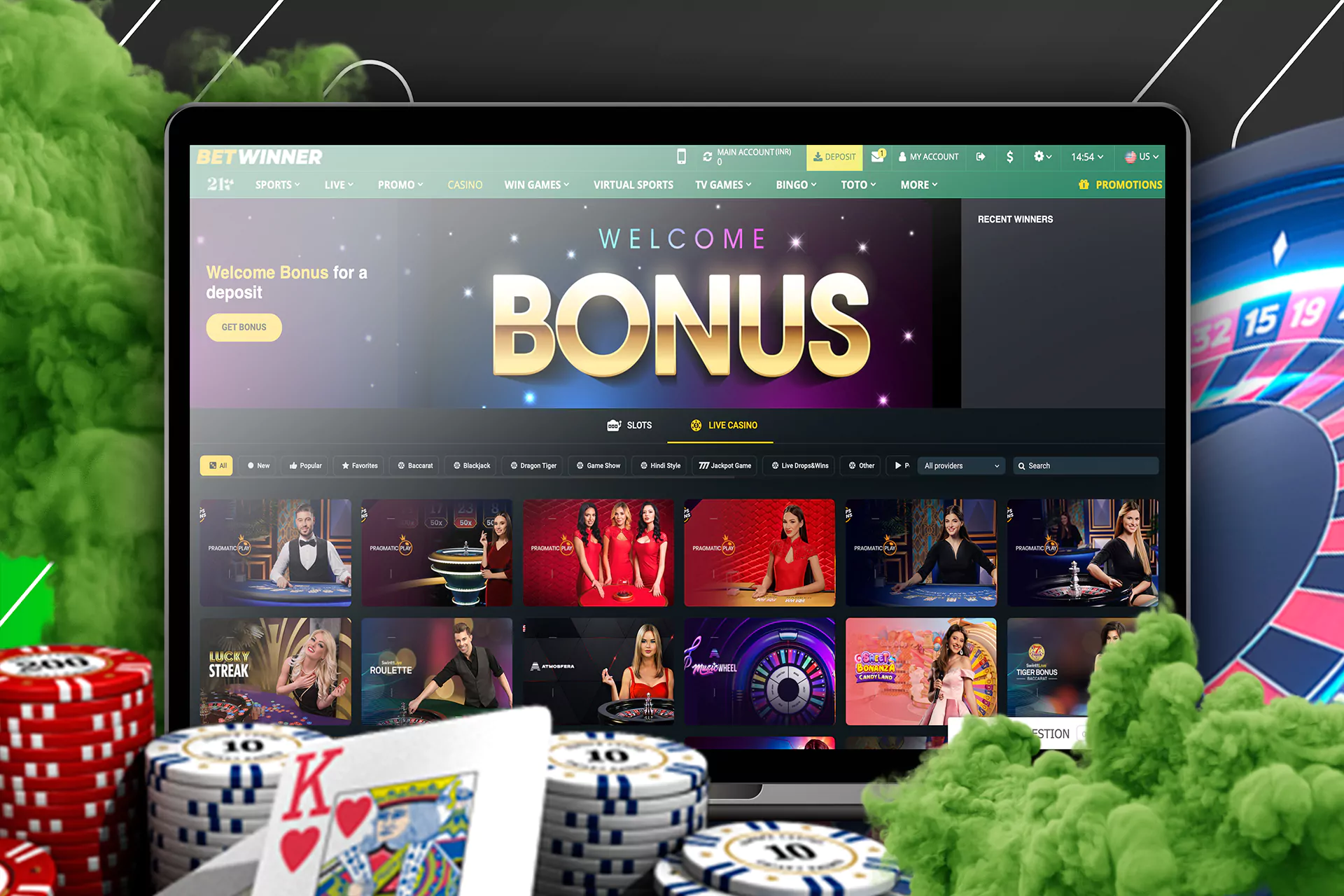 Play your favorite casino games at Betwinner.