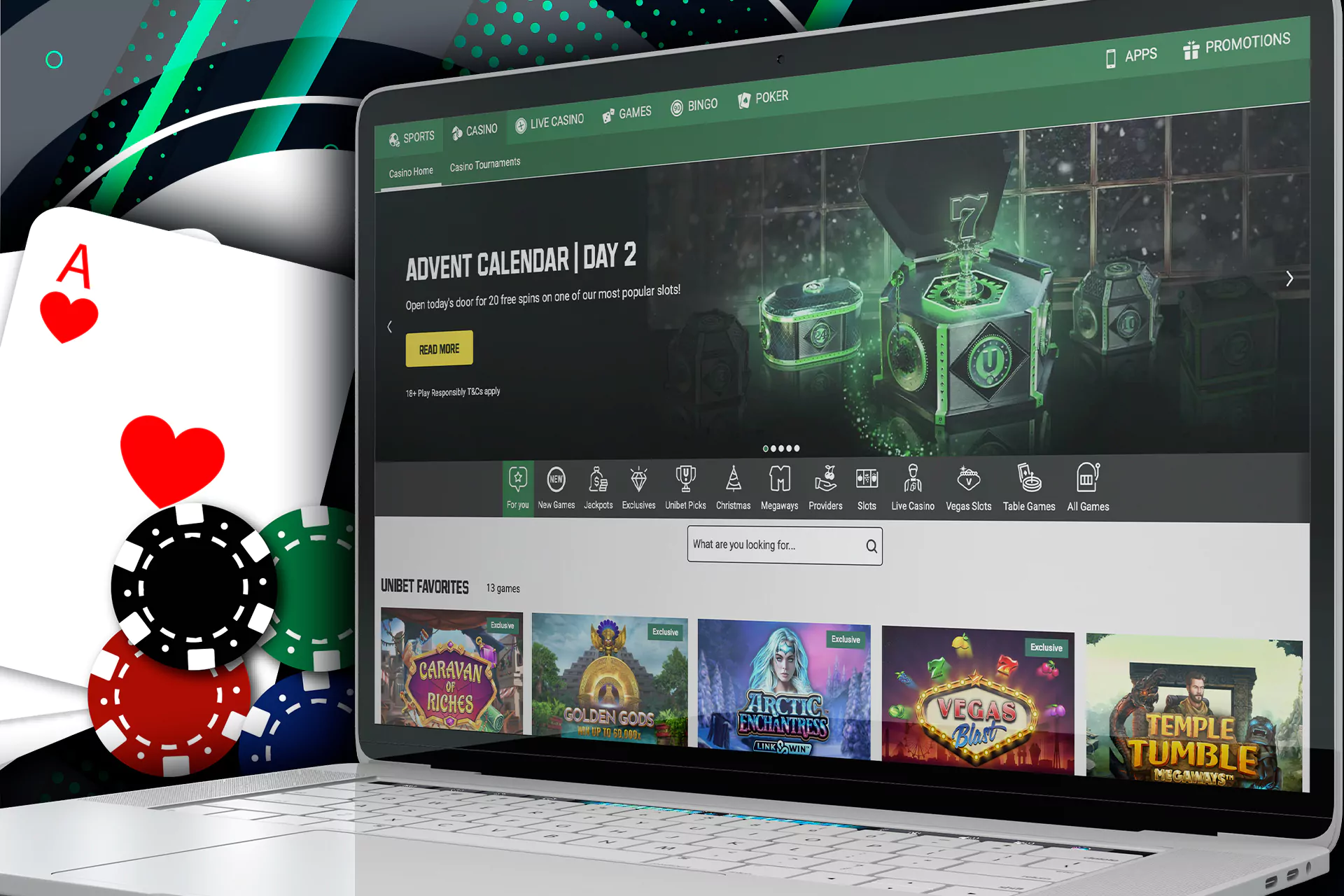 Play slots and other casino games at Unibet.
