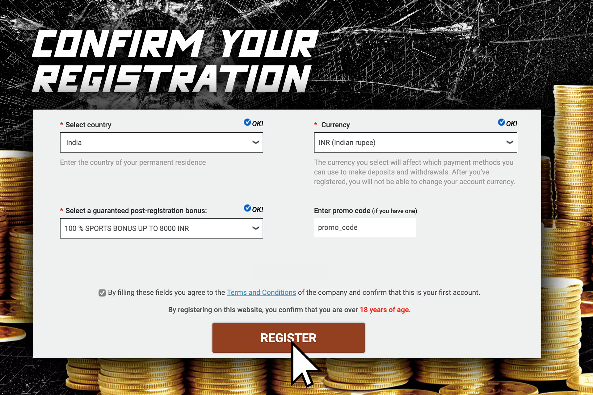 Confirm registration process.