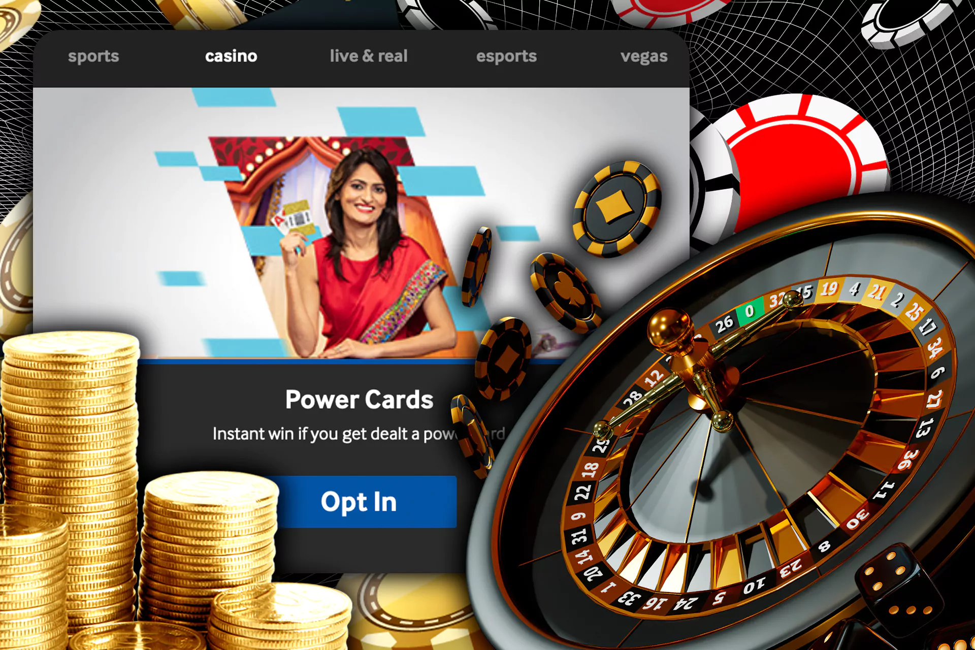 Casino Power Cards gives you a chance of instant winnings.