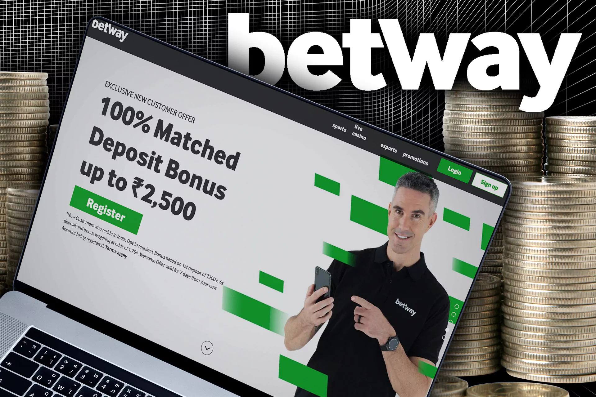 For new users, there is a welcome offer of up to 2500 INR on Betway.
