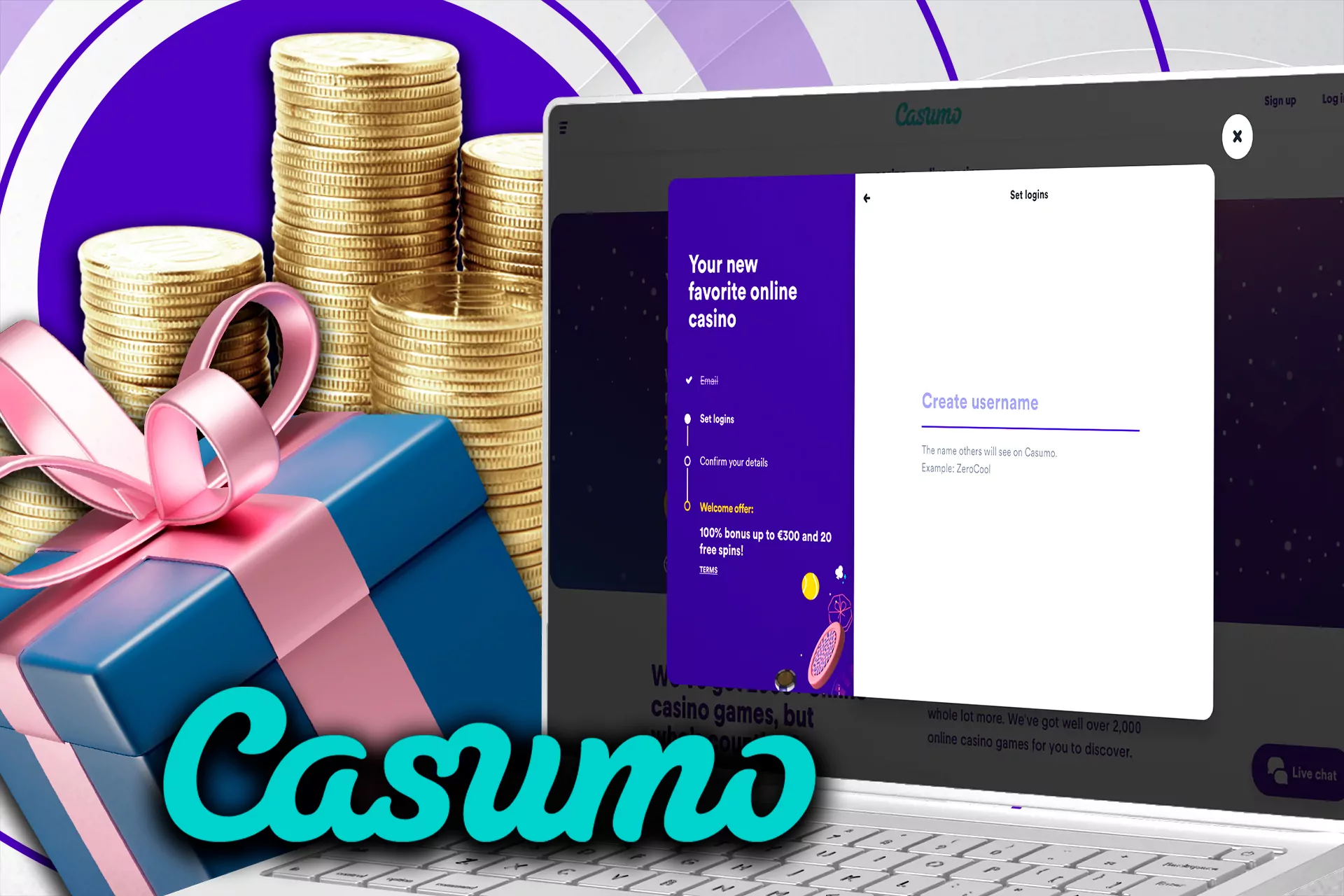 If you don't have an account at the Casumo site yet, you can choose a welcome bonus during registration.