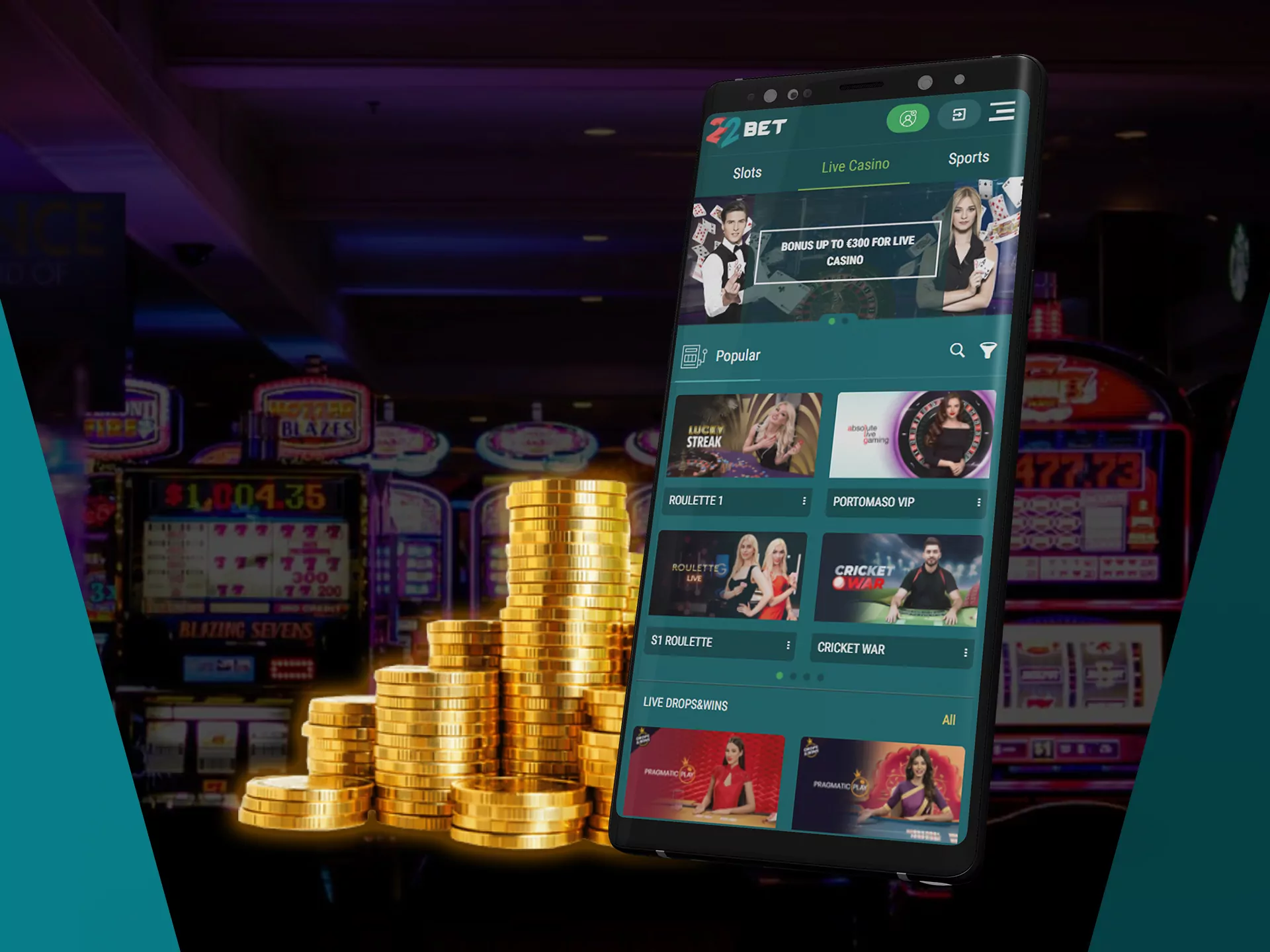 Play and win money at 22bet casino.