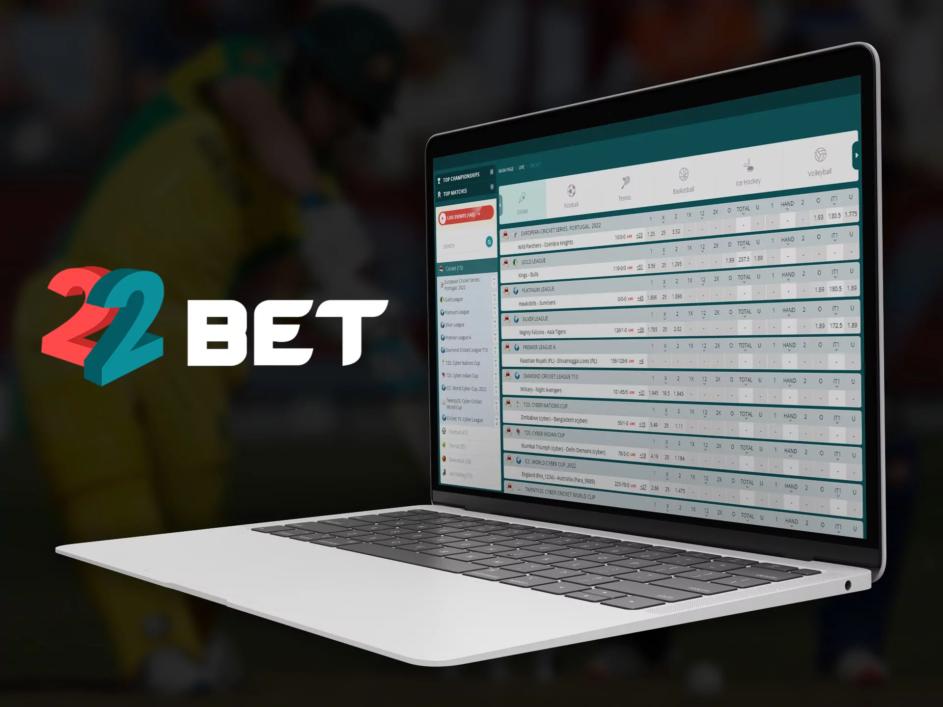 Bet on cricket at 22bet.
