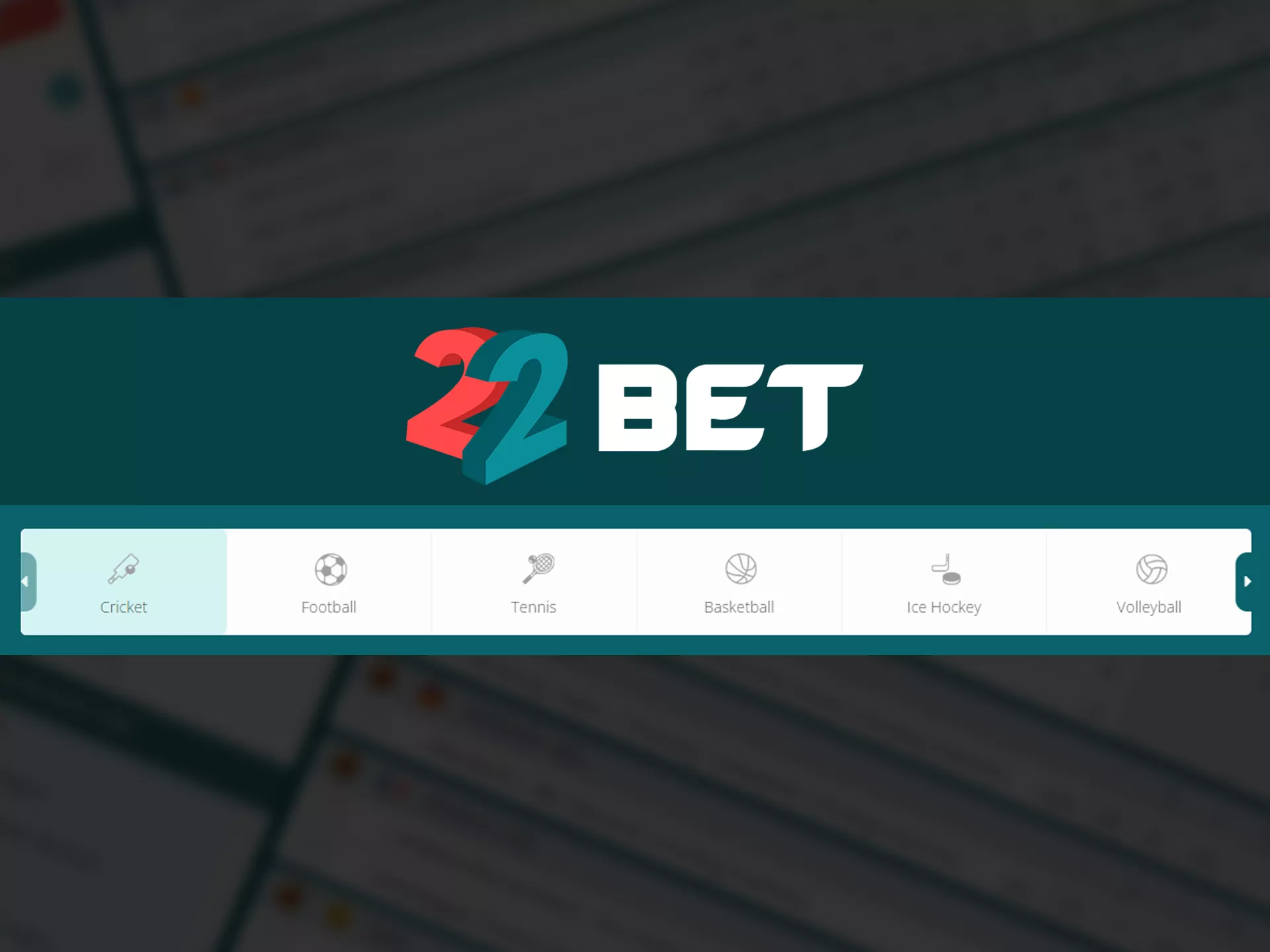 Bet on various sports at 22bet.