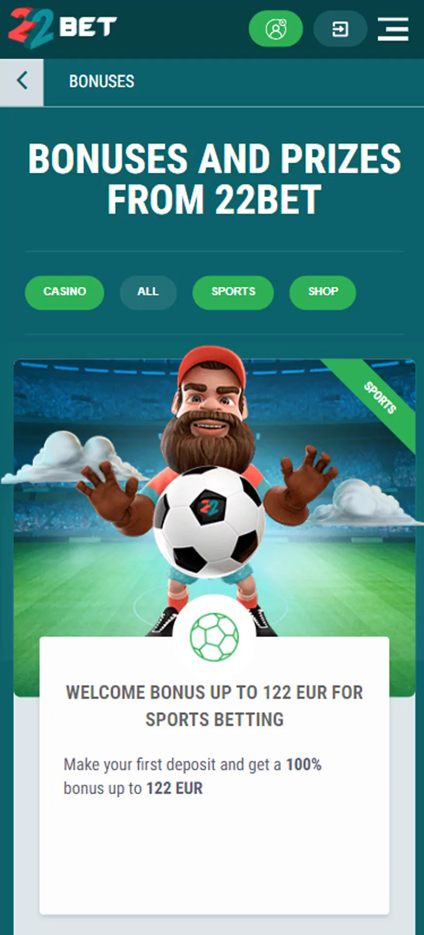 Use 22bet bonuses and promotions for best betting expirience.
