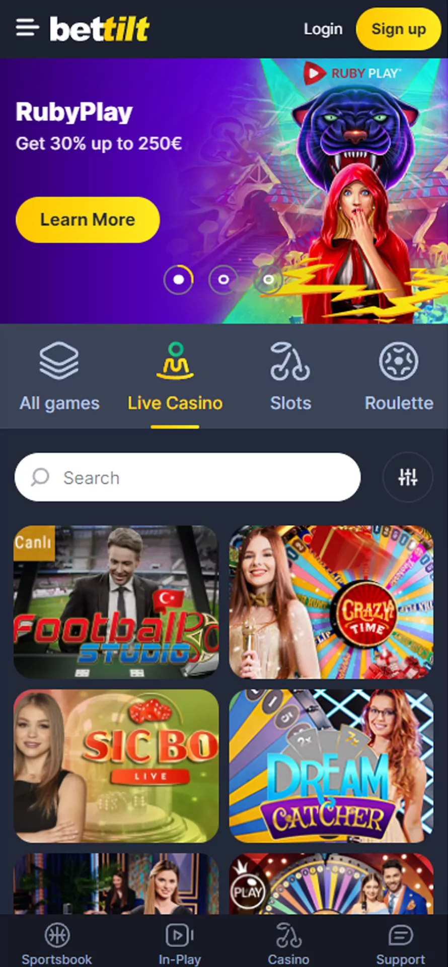 Play live casino at Bettilt.