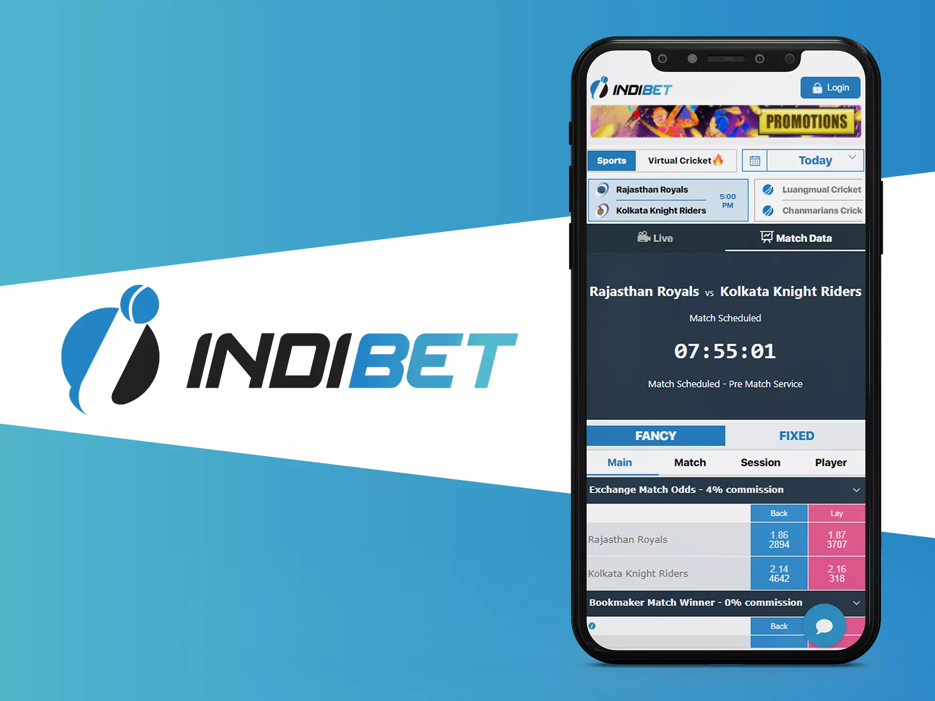 Bet at Indibet on iOS device.