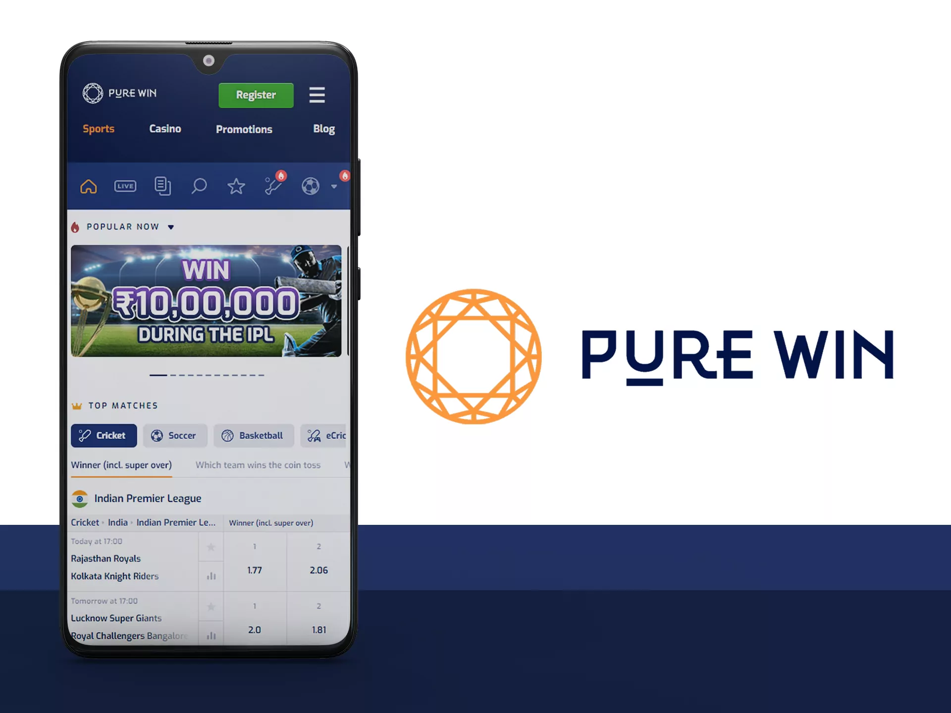 Bet at Pure Win with Android app.