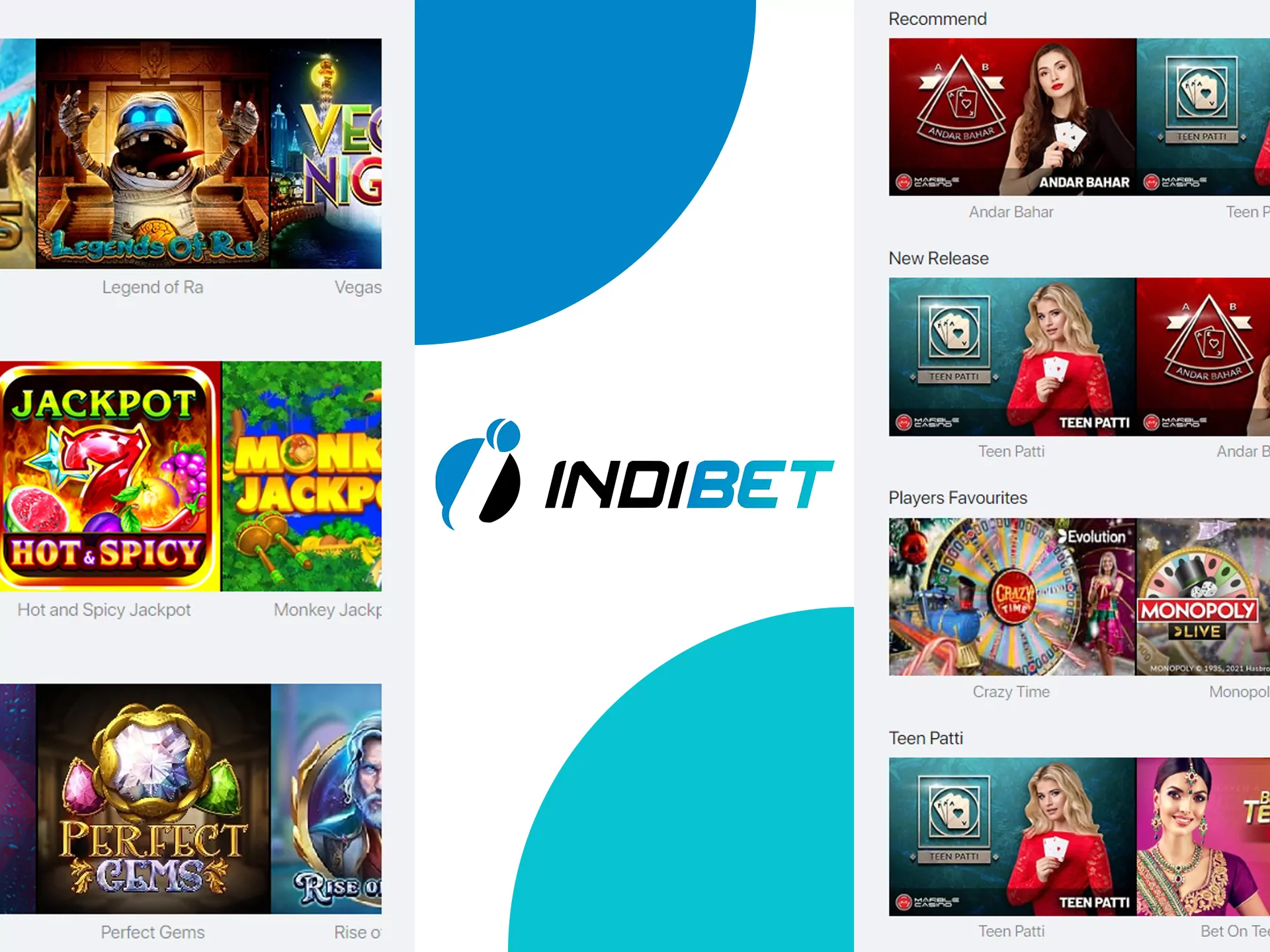 Play at Indibet casino's and slots.