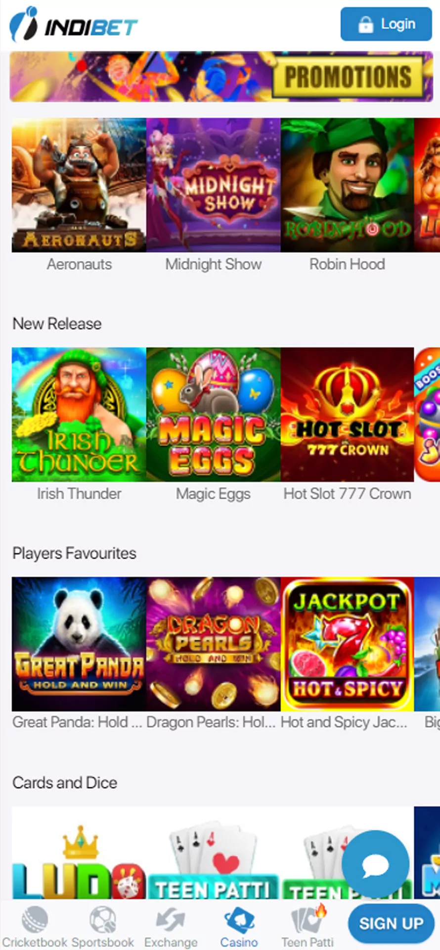 Spin in slots at Indibet and win money.