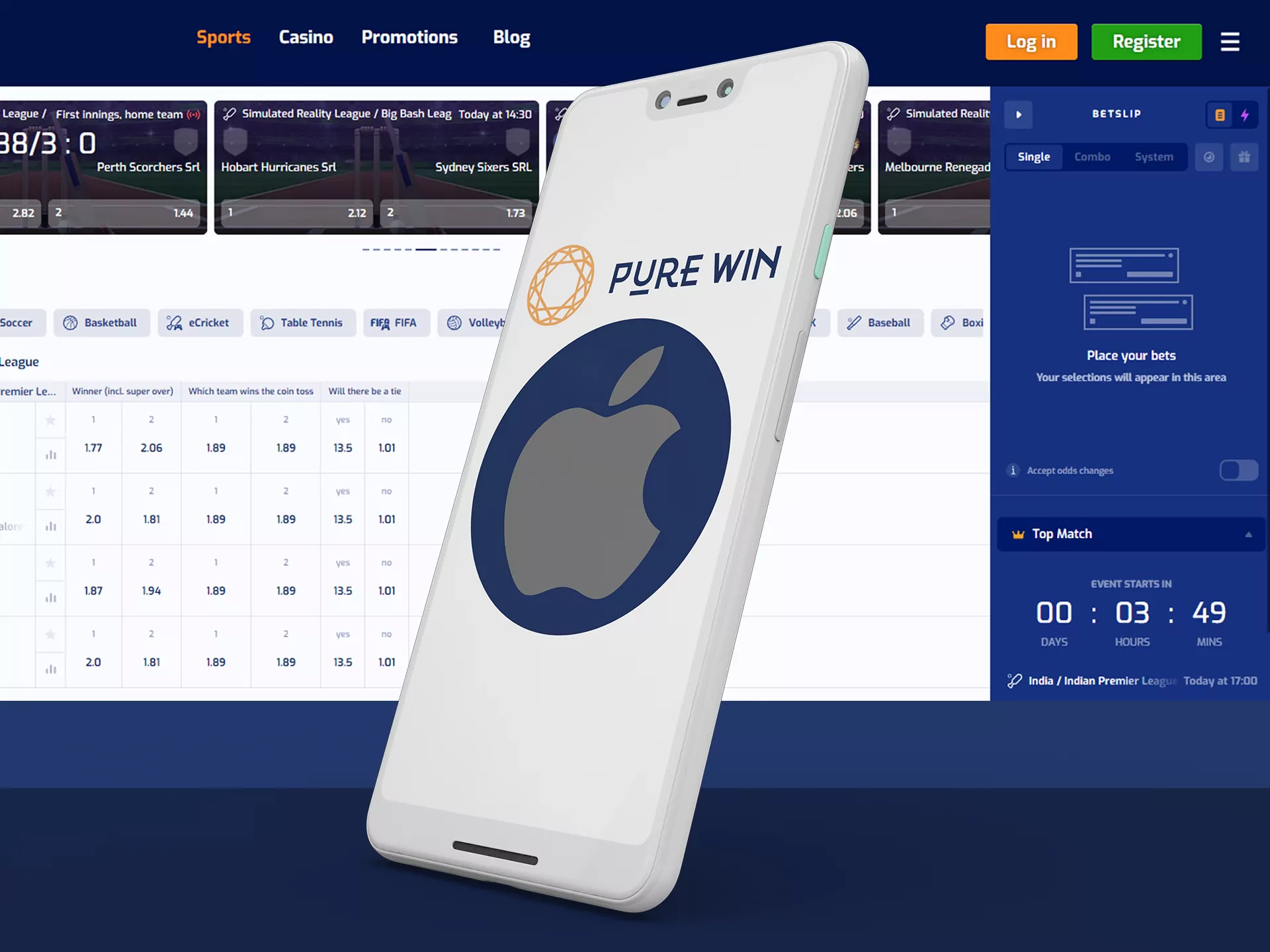You can bet at Pure Win with your iOS device.
