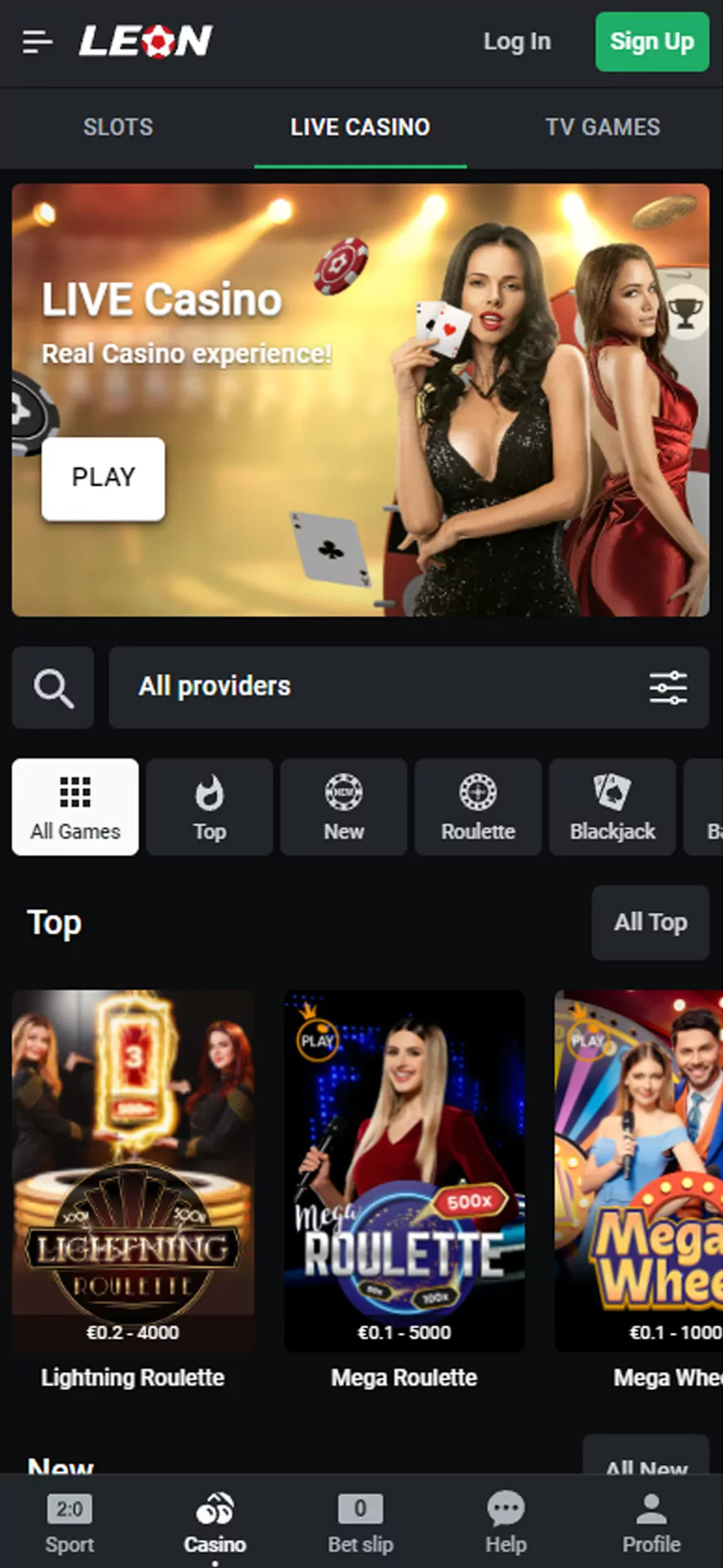 Play at Leonbet app live casinos.