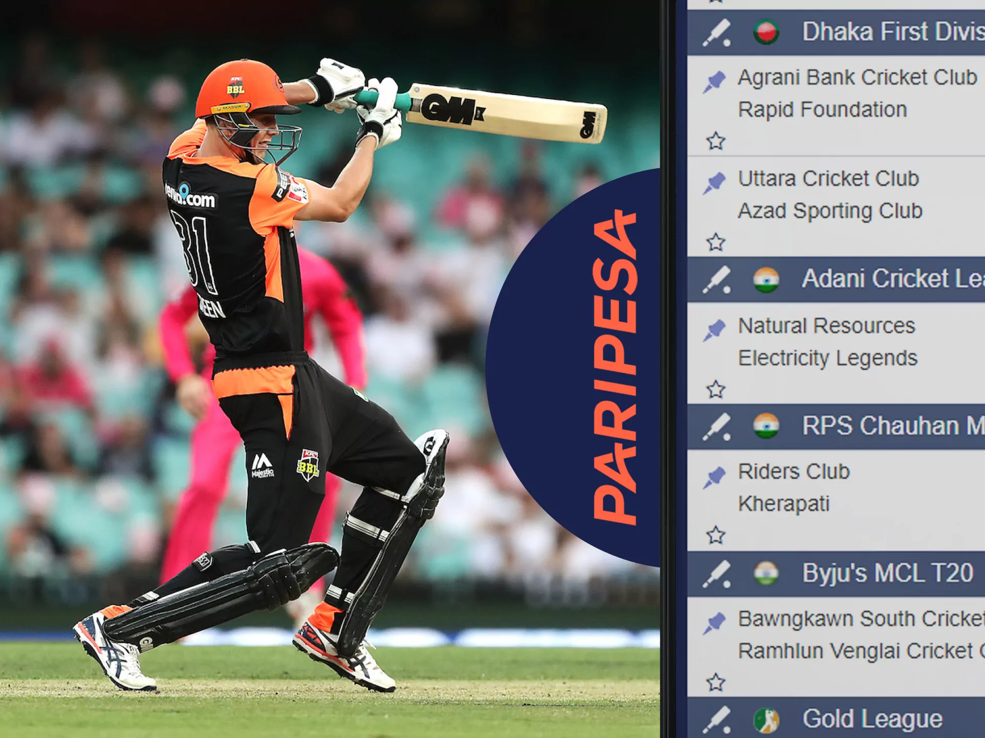 You may bet on cricket with Paripesa app.