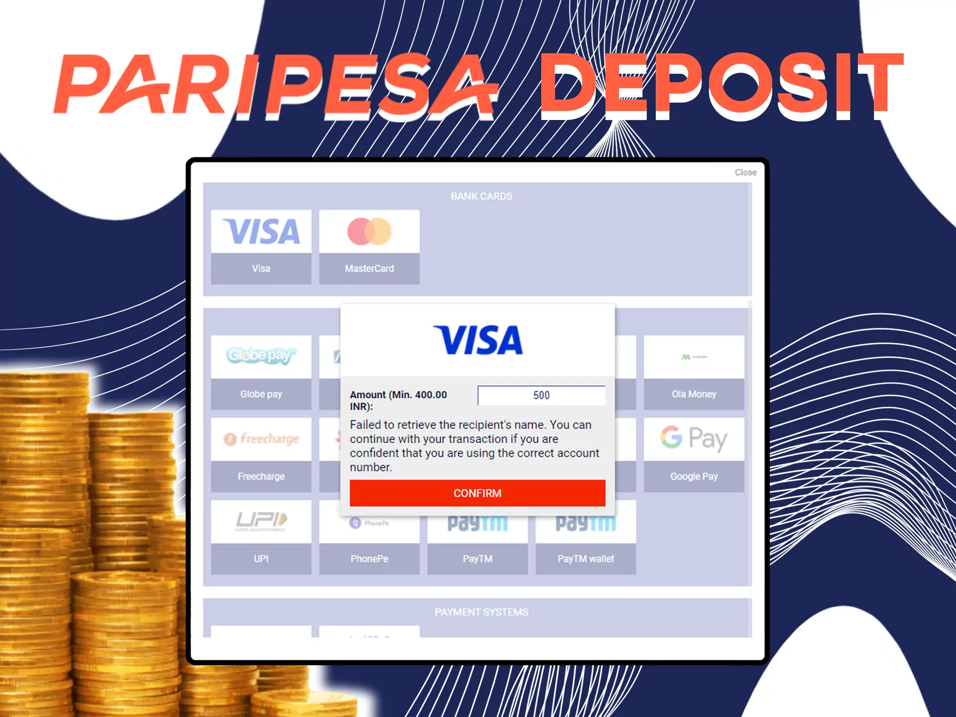 Deposit with your favourite payment systems at Paripesa.