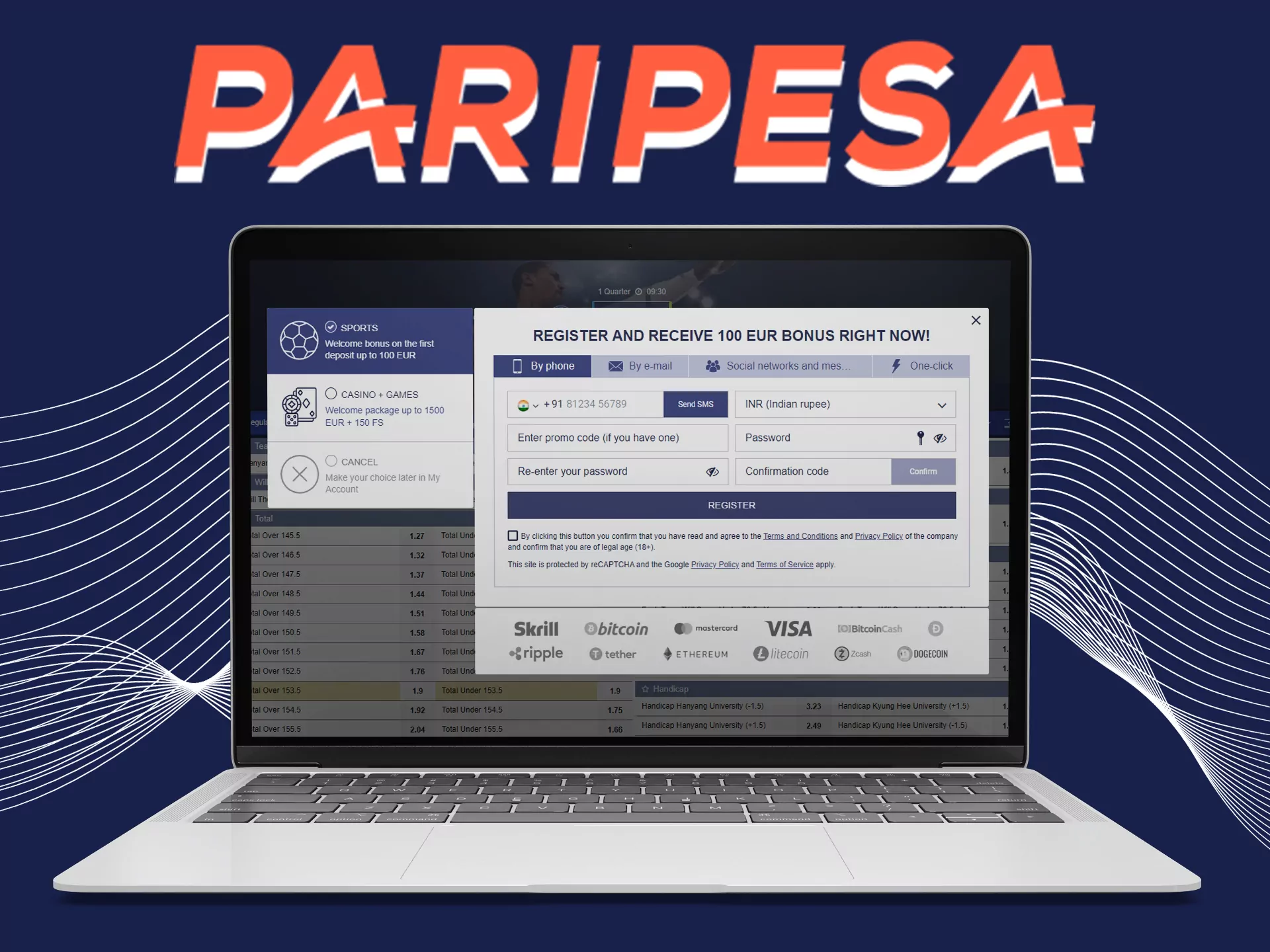 Registrate at Paripesa for start betting.