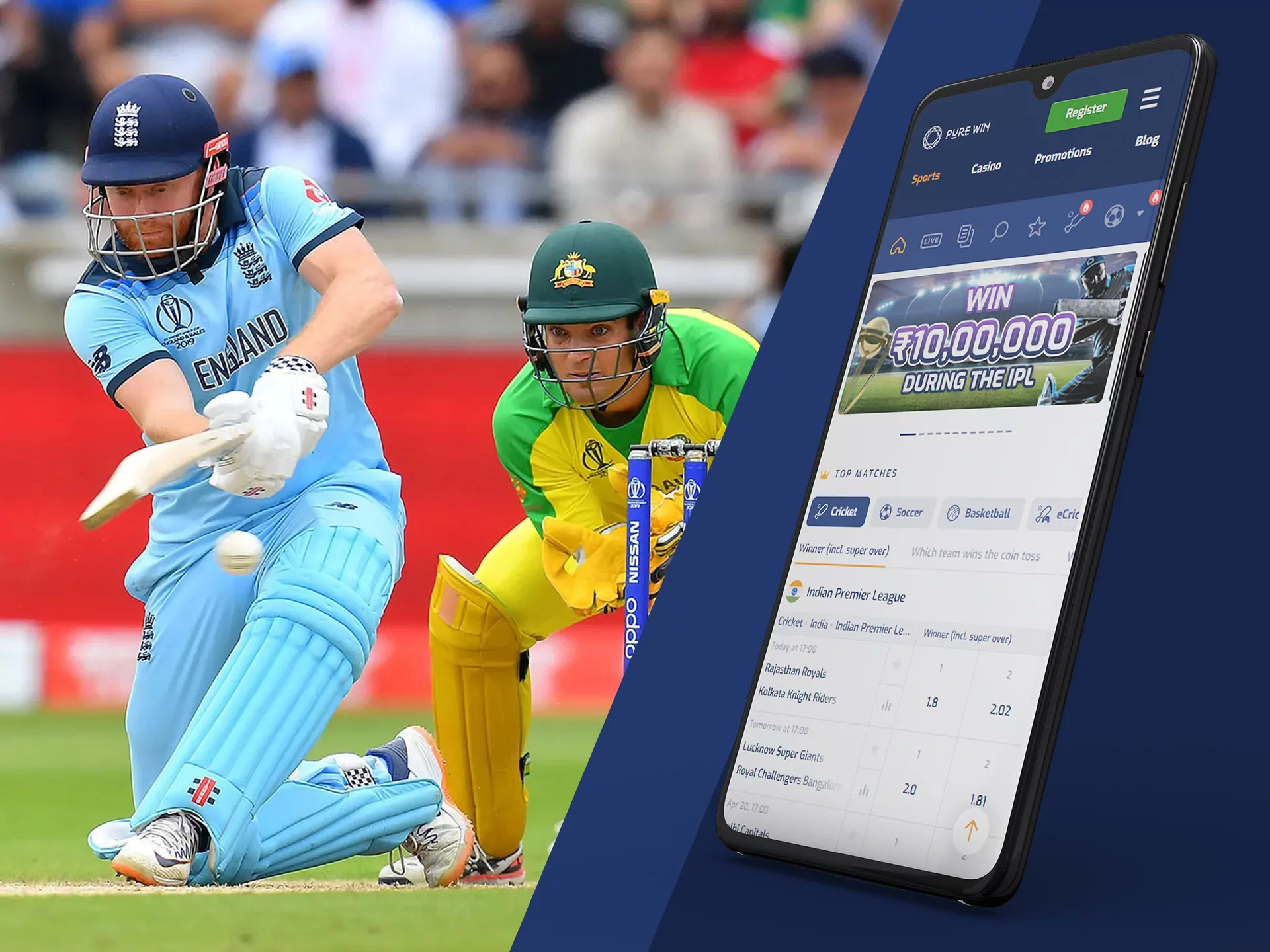 Bet on cricket at Pure Win app.